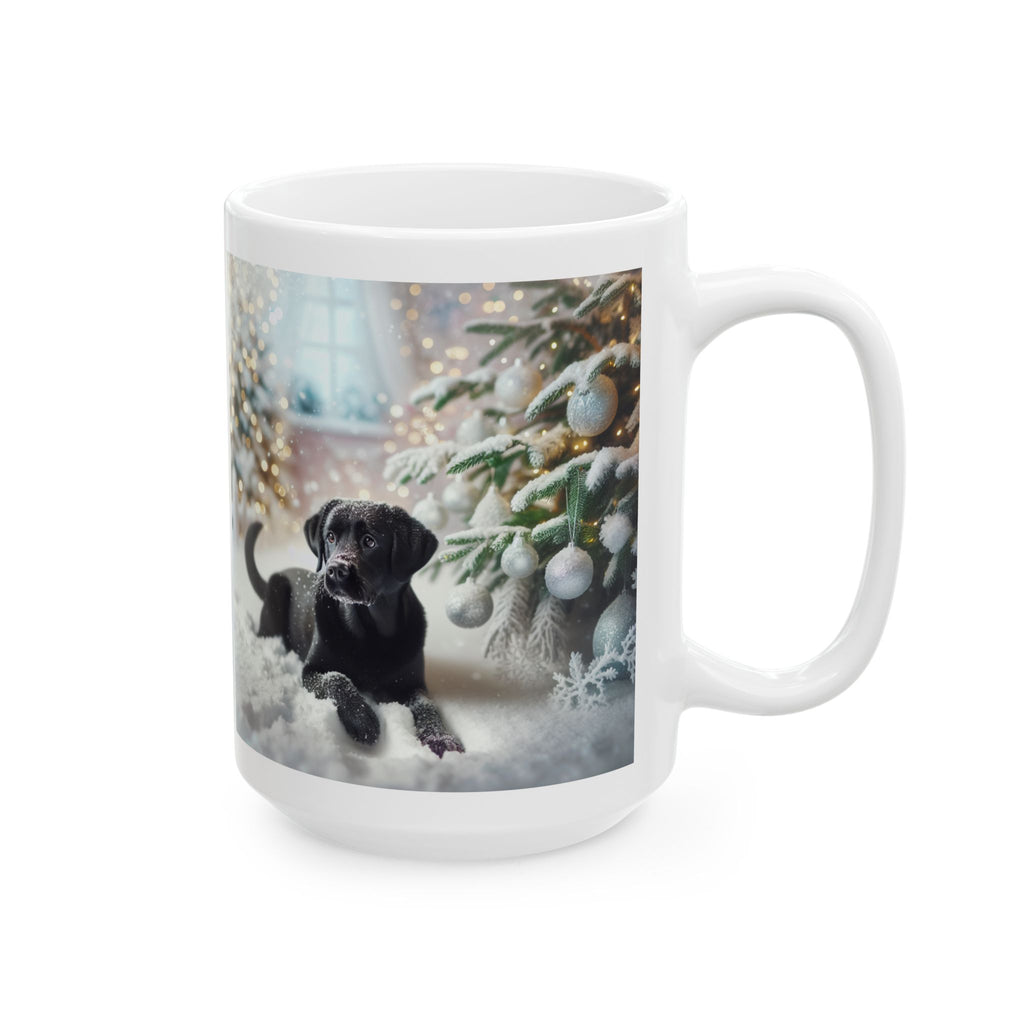 Black Lab Puppy Holiday Ceramic Mug, (11oz, 15oz)