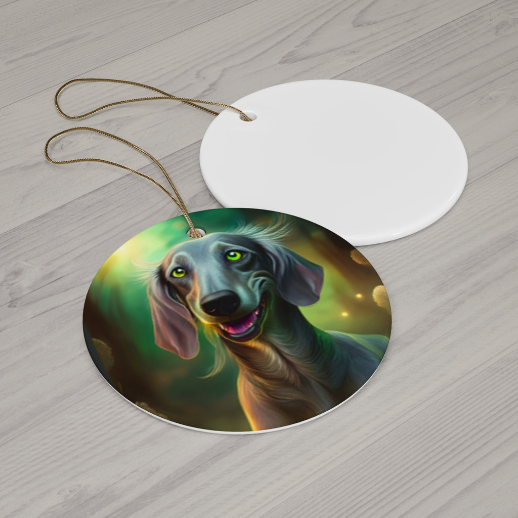 Silver Grey Dachshund Ceramic Ornament