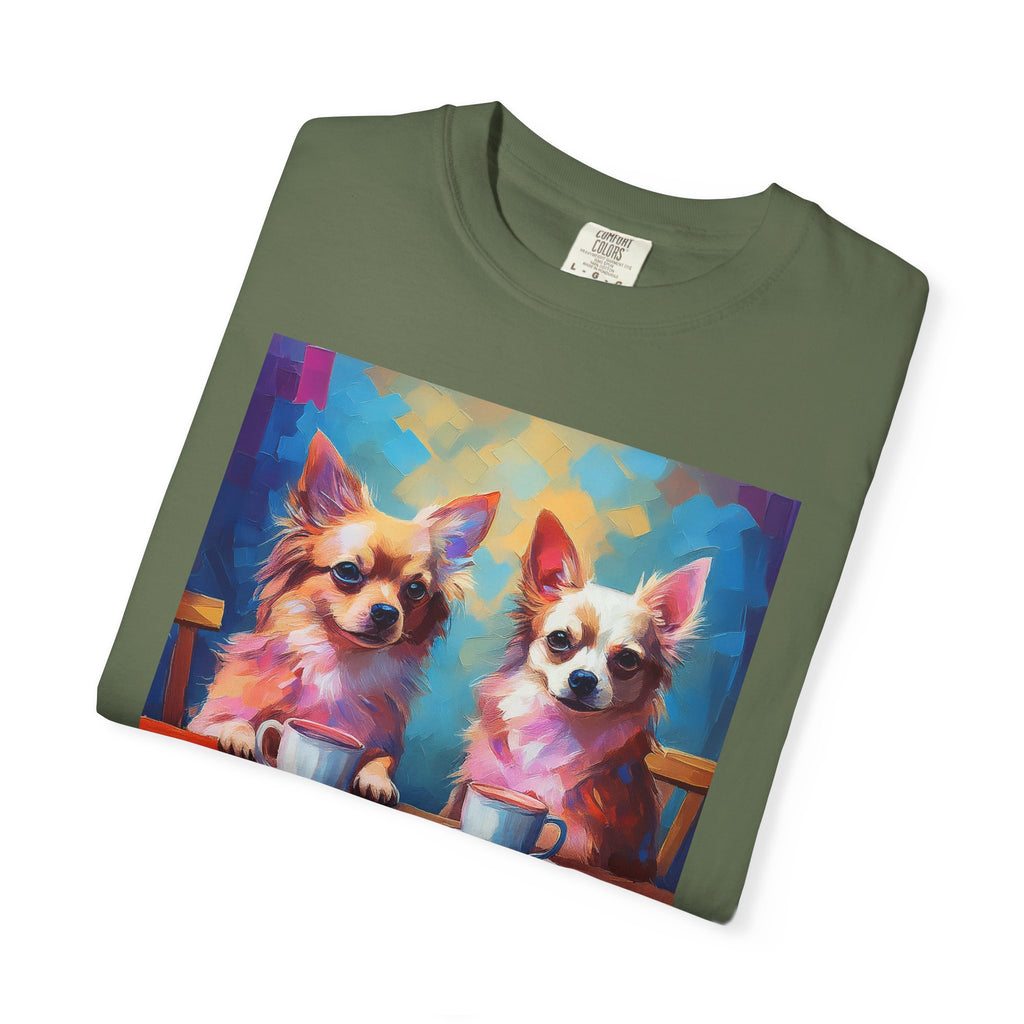 Cafe con Chihuahua Unisex Garment-Dyed T-shirt