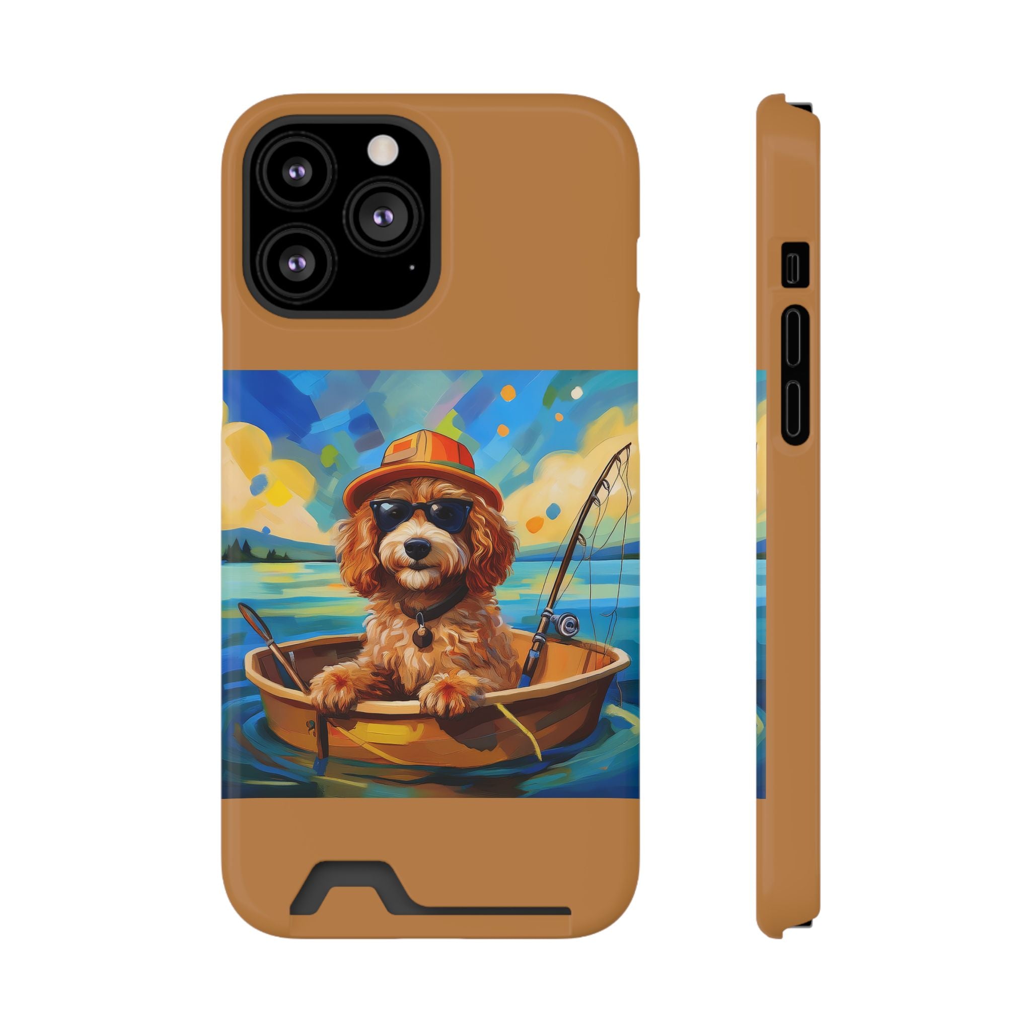 Doodle Fishing Phone Case with Card Holder