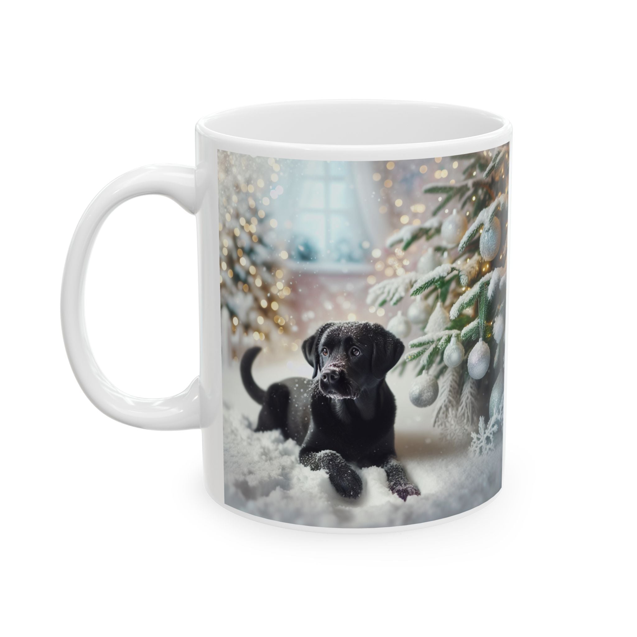 Black Lab Puppy Holiday Ceramic Mug, (11oz, 15oz)