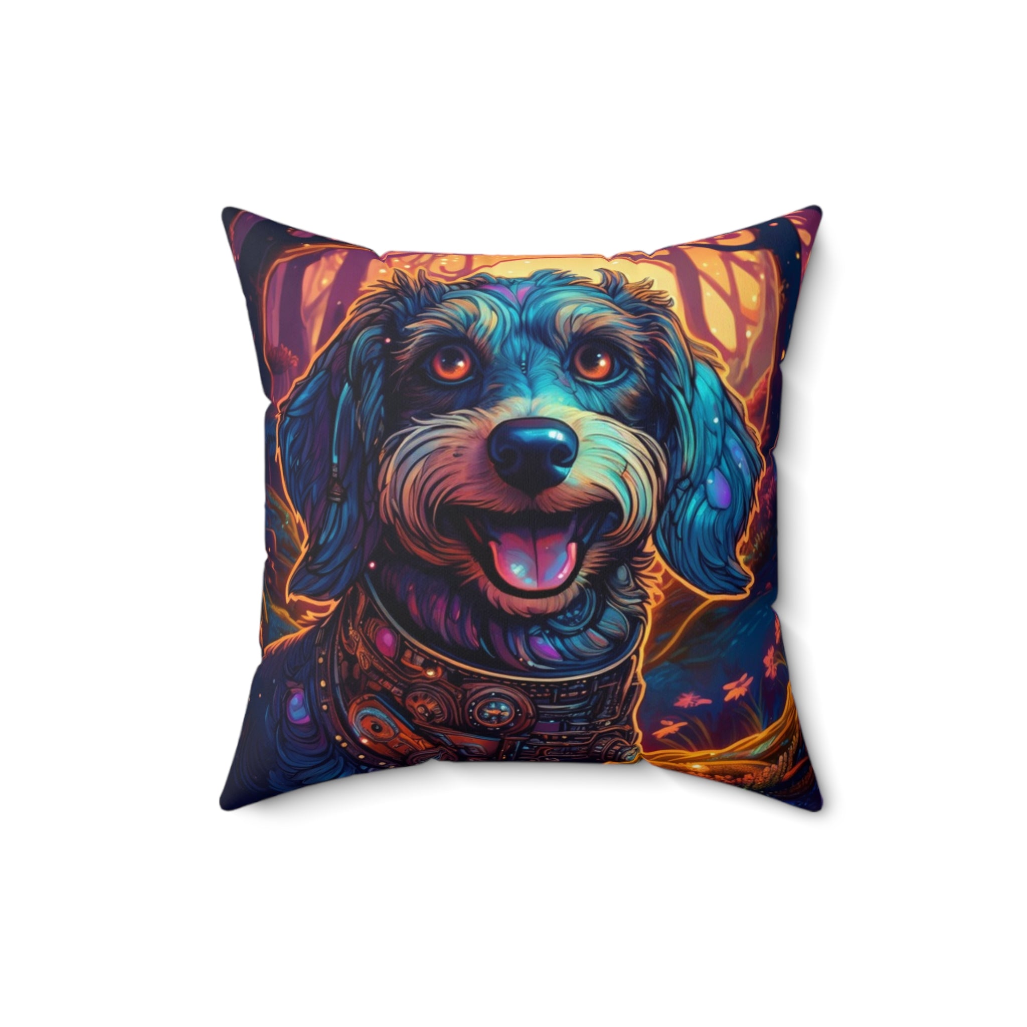 Steampunk Dachshund Polyester Square Pillow