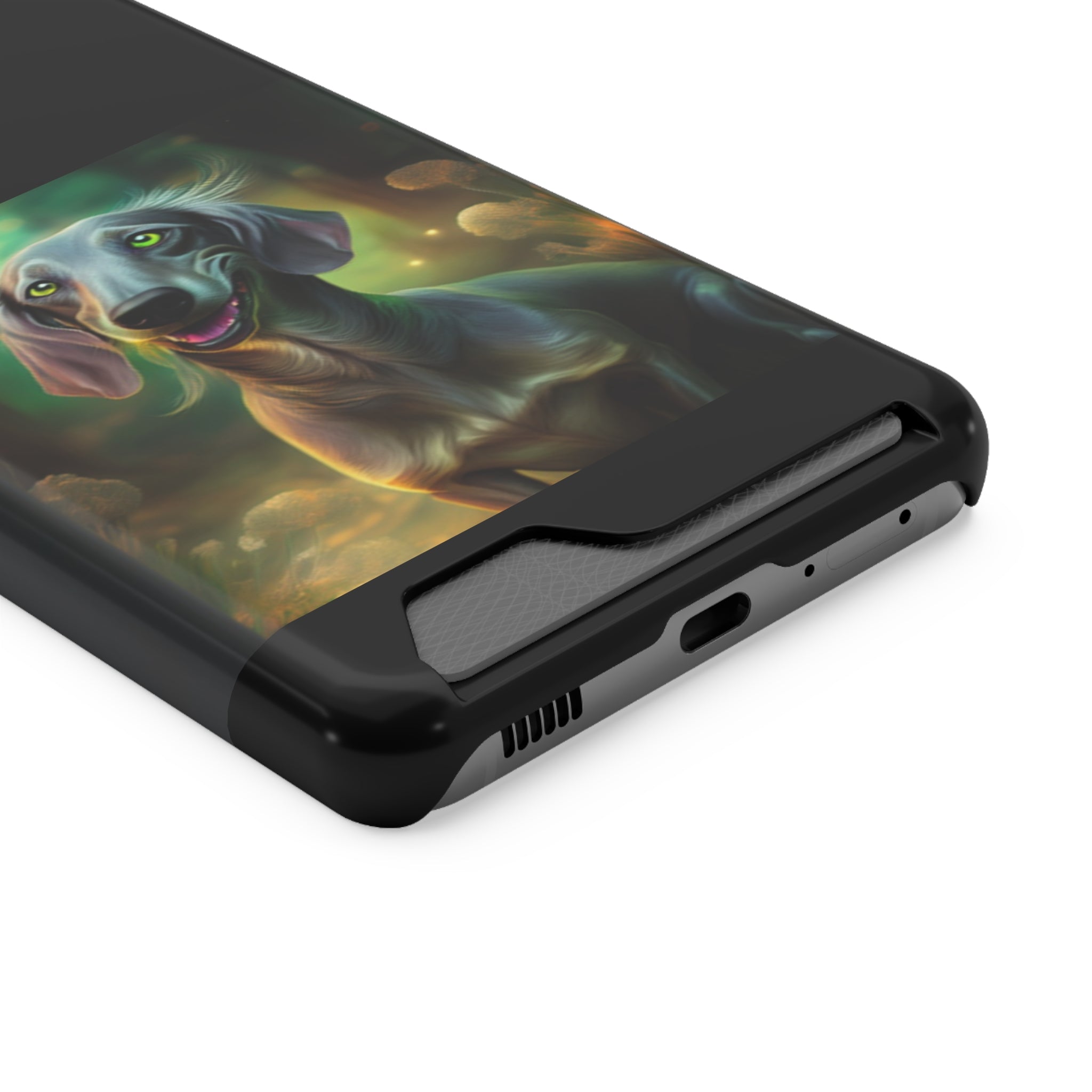 Dachshund Silver Grey Phone Case with Card Holder