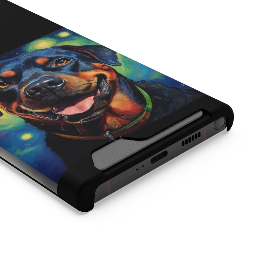 Rottweiler Stary Night Phone Case with Card Holder