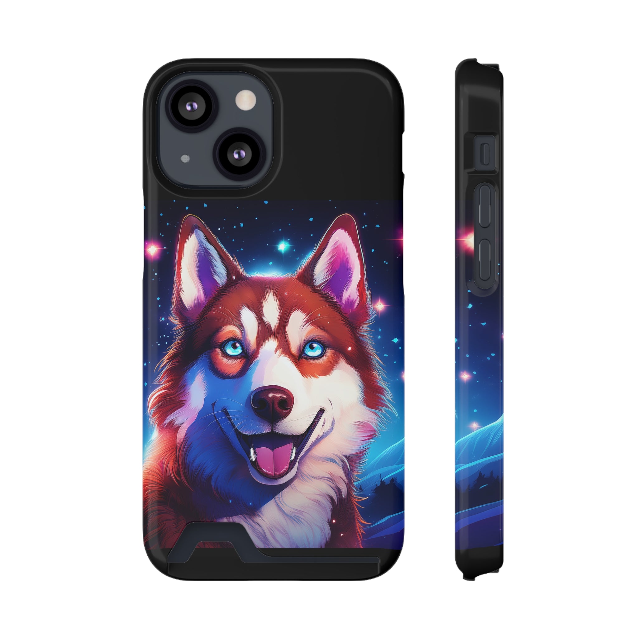 Eskimo Husky Stary Night Phone Case with Card Holder