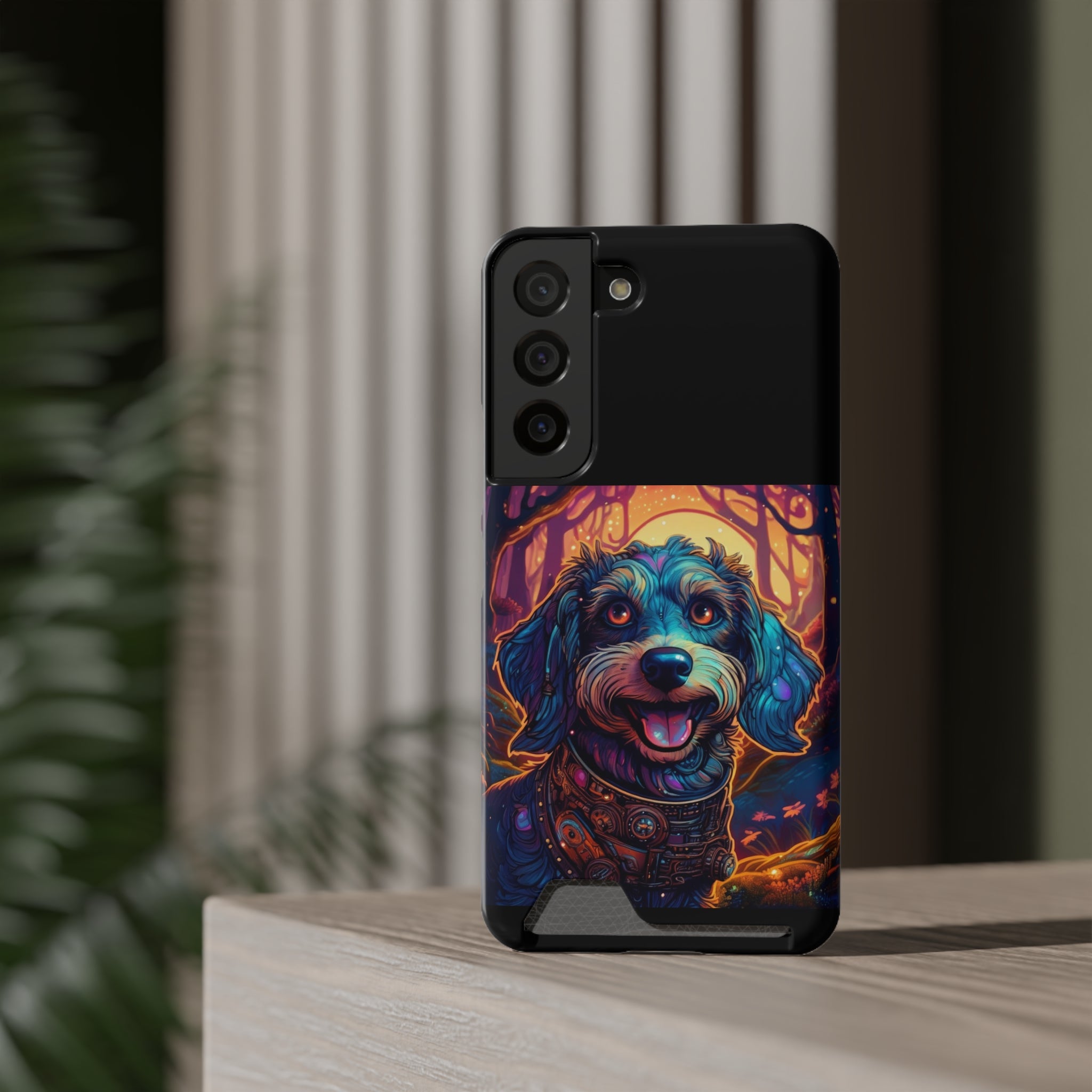 Dachshund Steampunk Phone Case with Card Holder