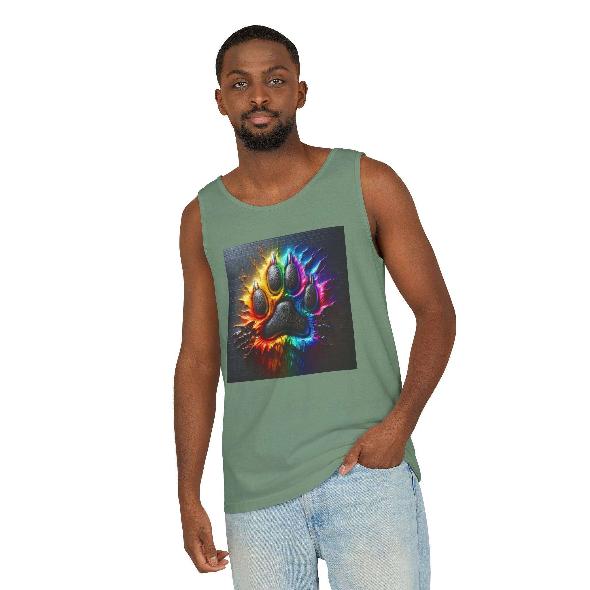 Electric Rainbow Dog Paw Unisex Tank Top