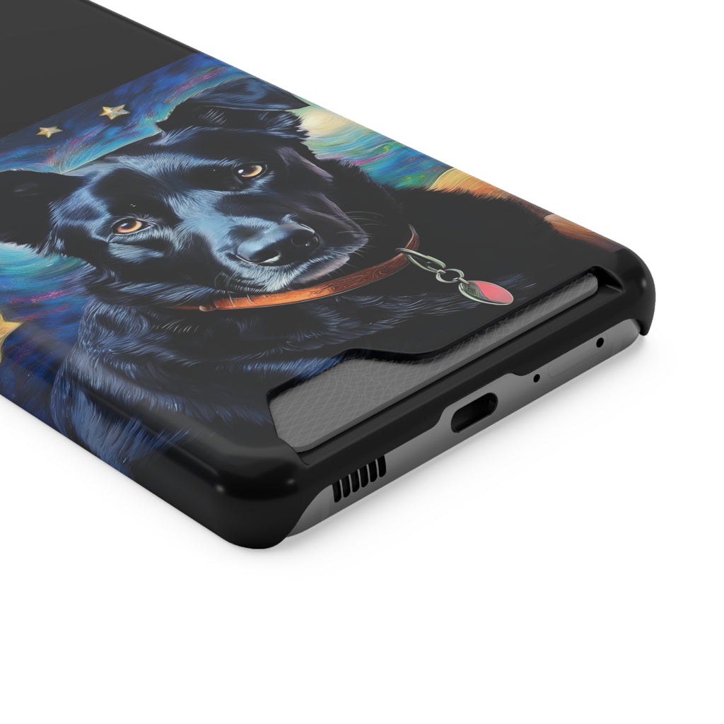 Black Shepherd Lab Stary Night Phone Case with Card Holder