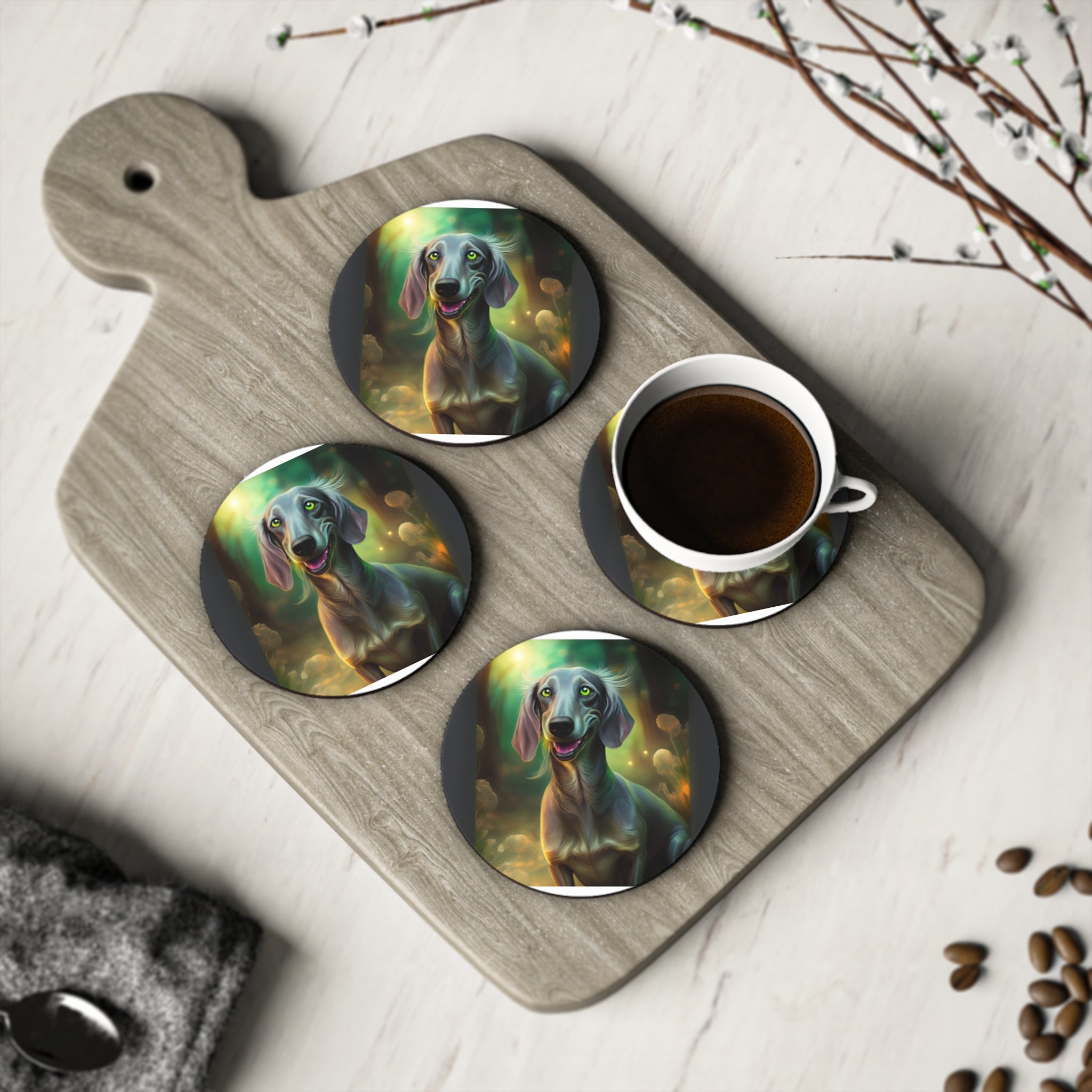 Silver Grey Dachshund Coonhound Coasters