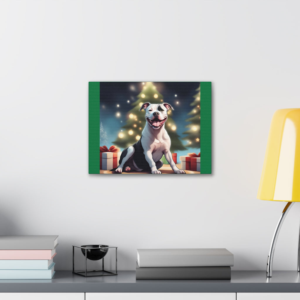 Pit Bull Holiday Canvas Stretched, 0.75"