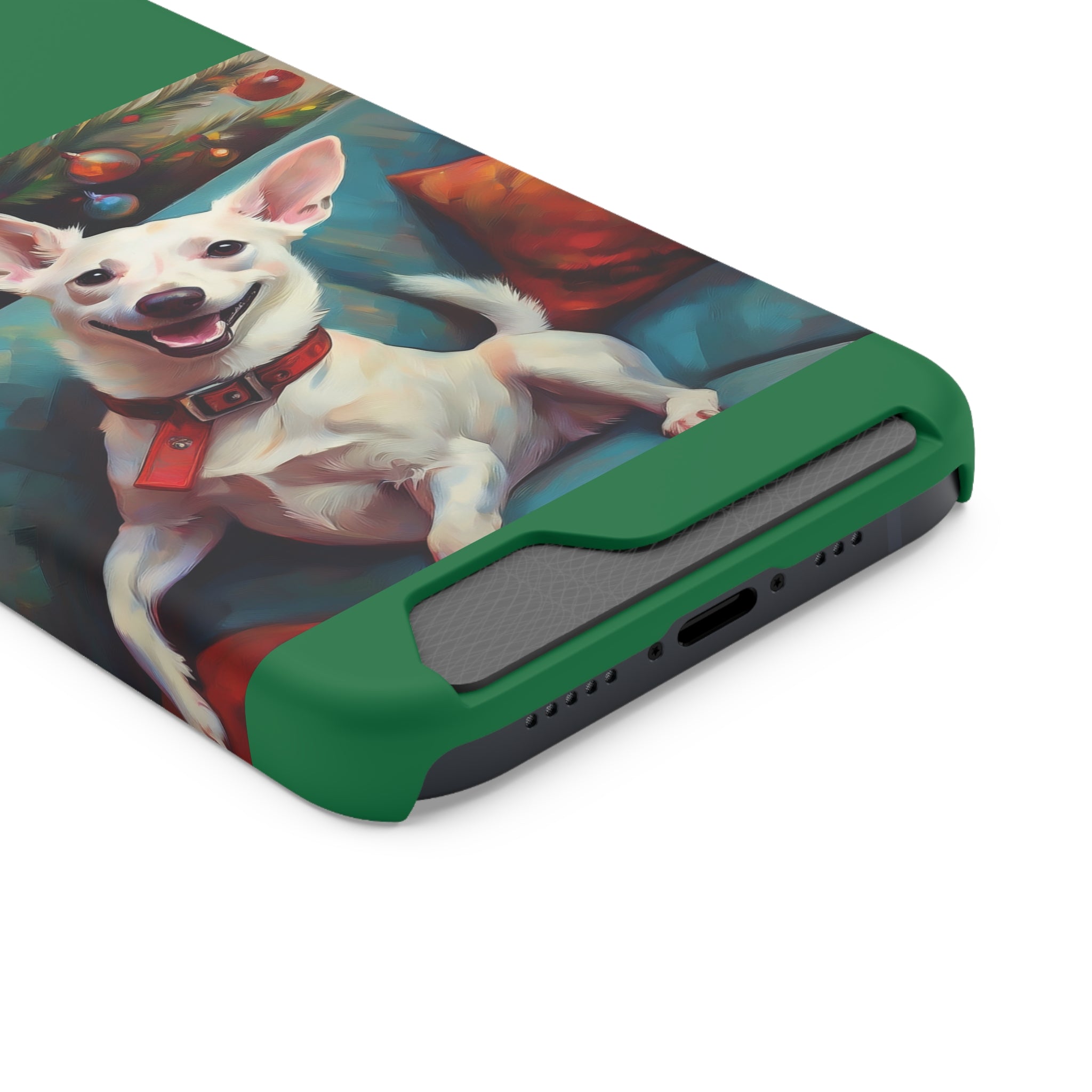 White Corgi Holiday II Phone Case with Card Holder