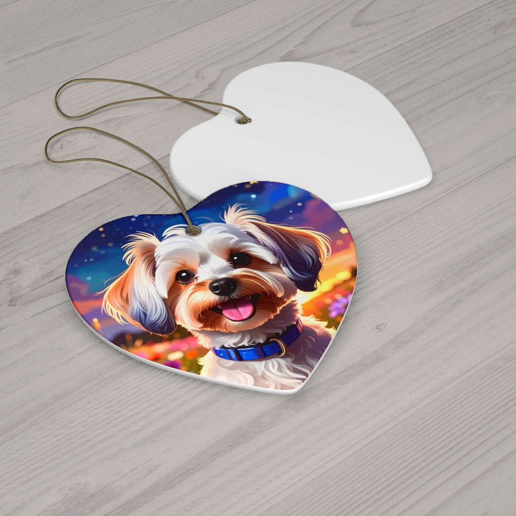Yorkie Stary Night Ceramic Ornament