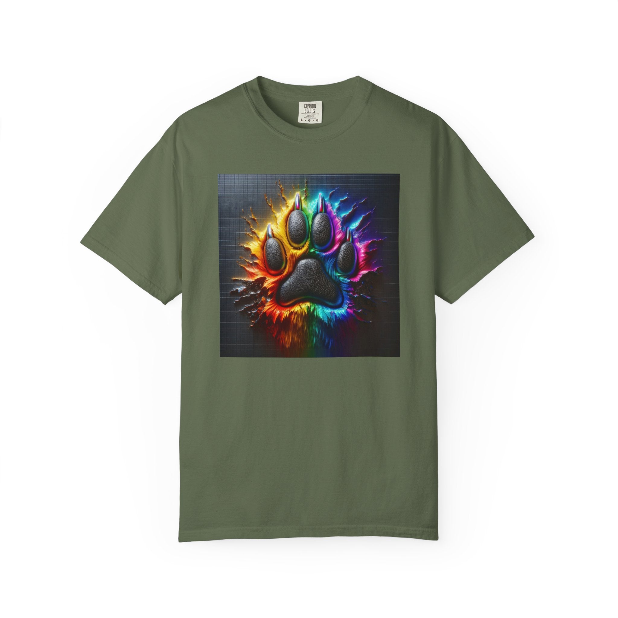 Electric Rainbow Dog Paw Unisex Garment-Dyed T-shirt