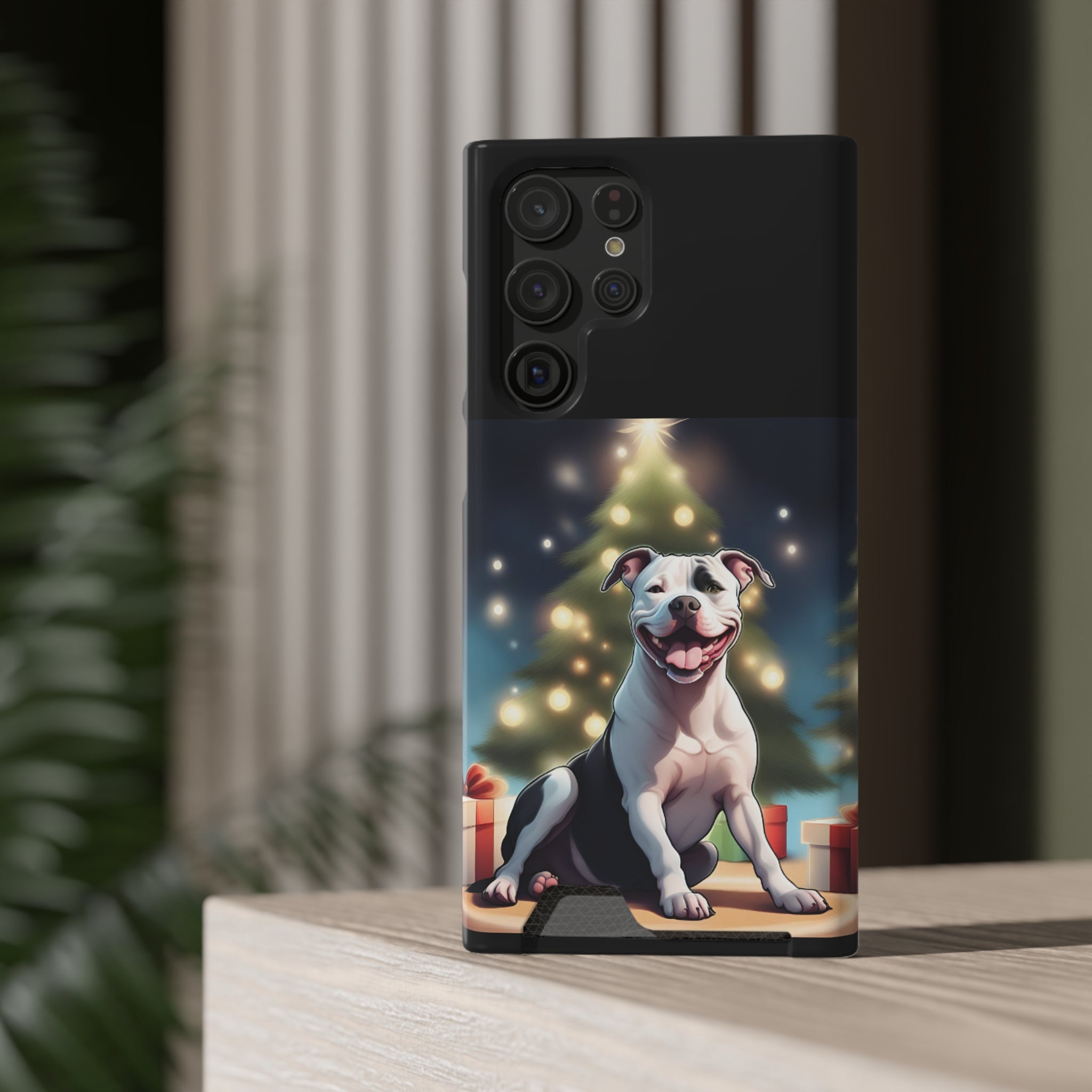 Pitbull Holiday Phone Case with Card Holder