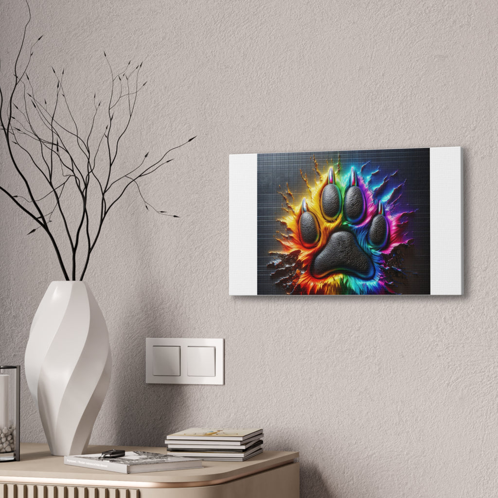 Electric Rainbow Dog Paw Canvas Stretched, 0.75"