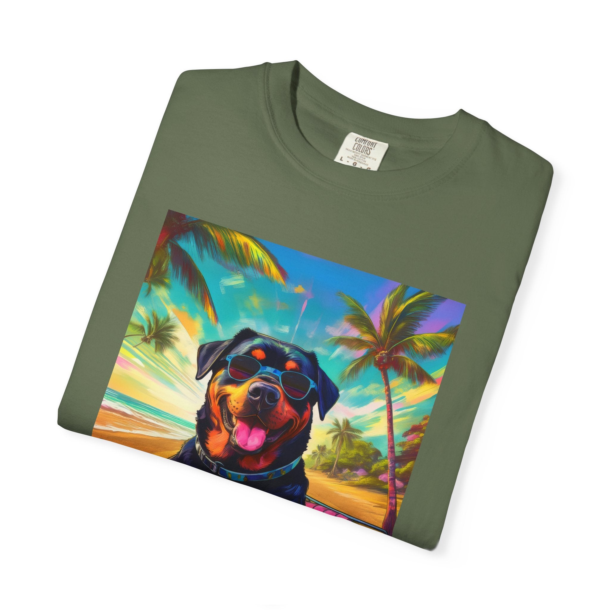 Rottweiler Beach Drive Unisex Garment-Dyed T-shirt