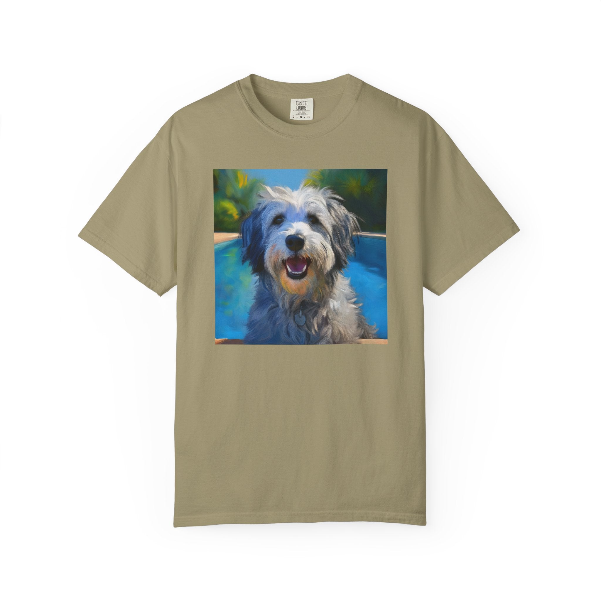 Grey Shaggy Dog Poolside Unisex Garment-Dyed T-shirt