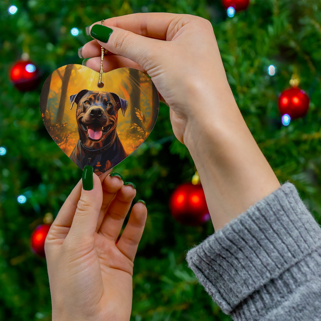 Pit Bull Brindle Autumn Ceramic Ornament