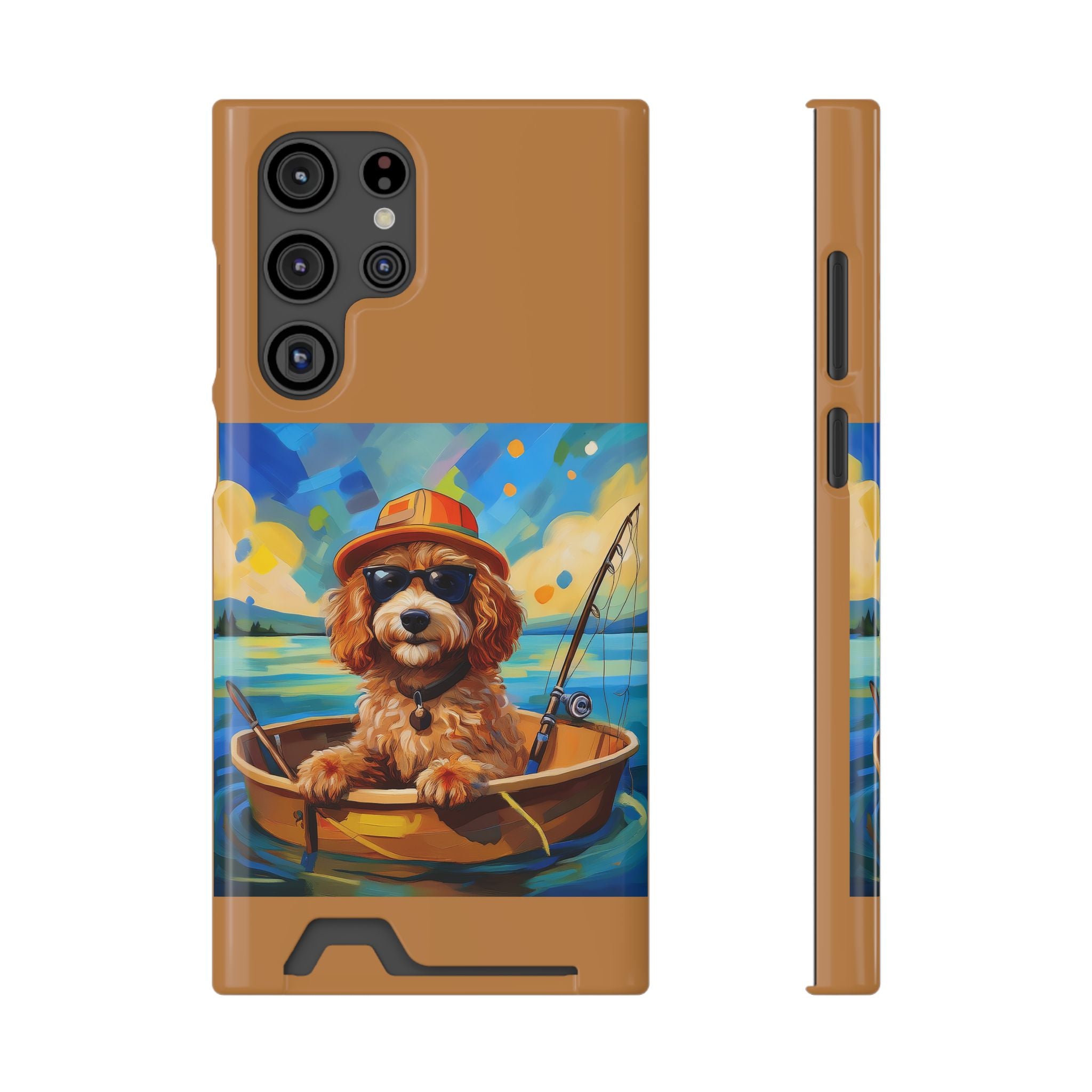 Doodle Fishing Phone Case with Card Holder