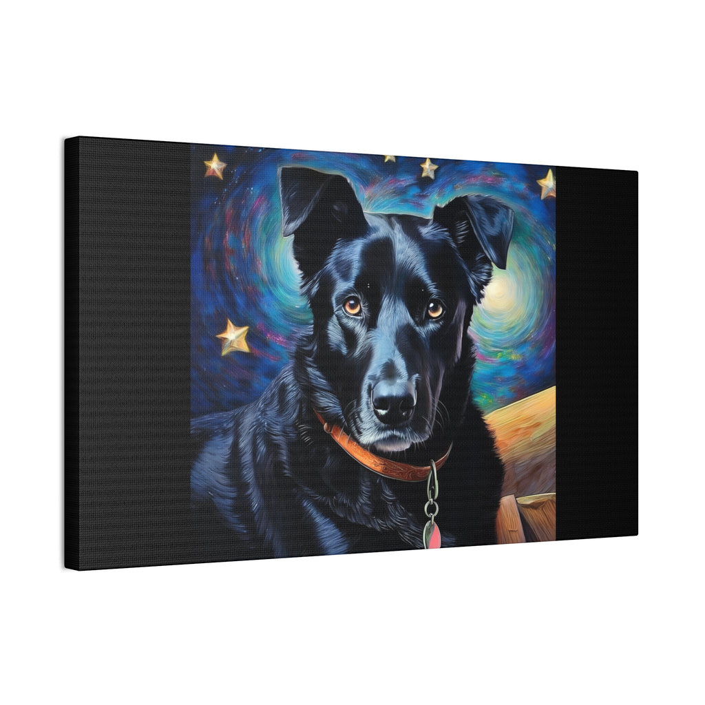 Black Shepherd Lab Stary Night Cavas Painting