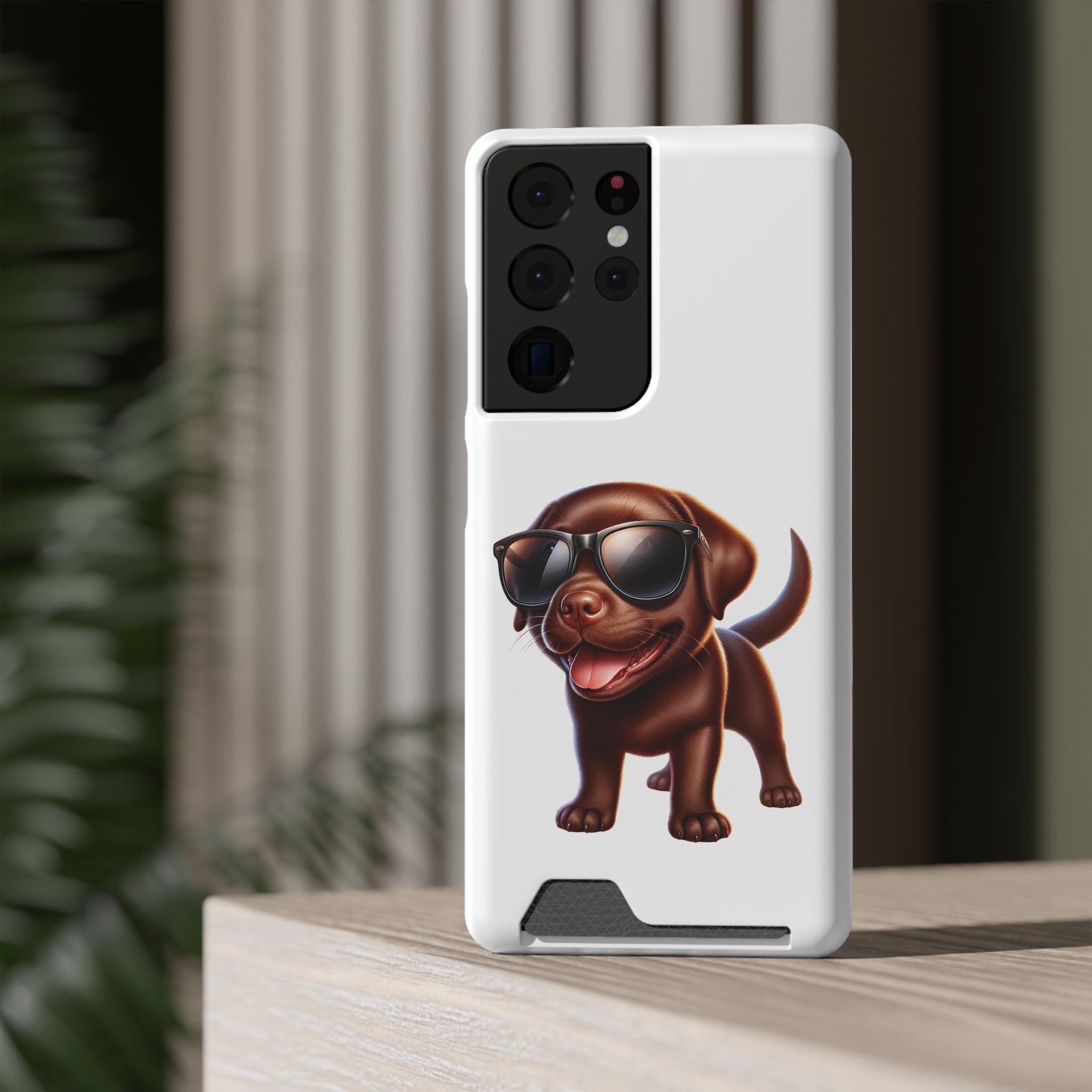 Chocolate Lab with Sunglasses Phone Case with Card Holder