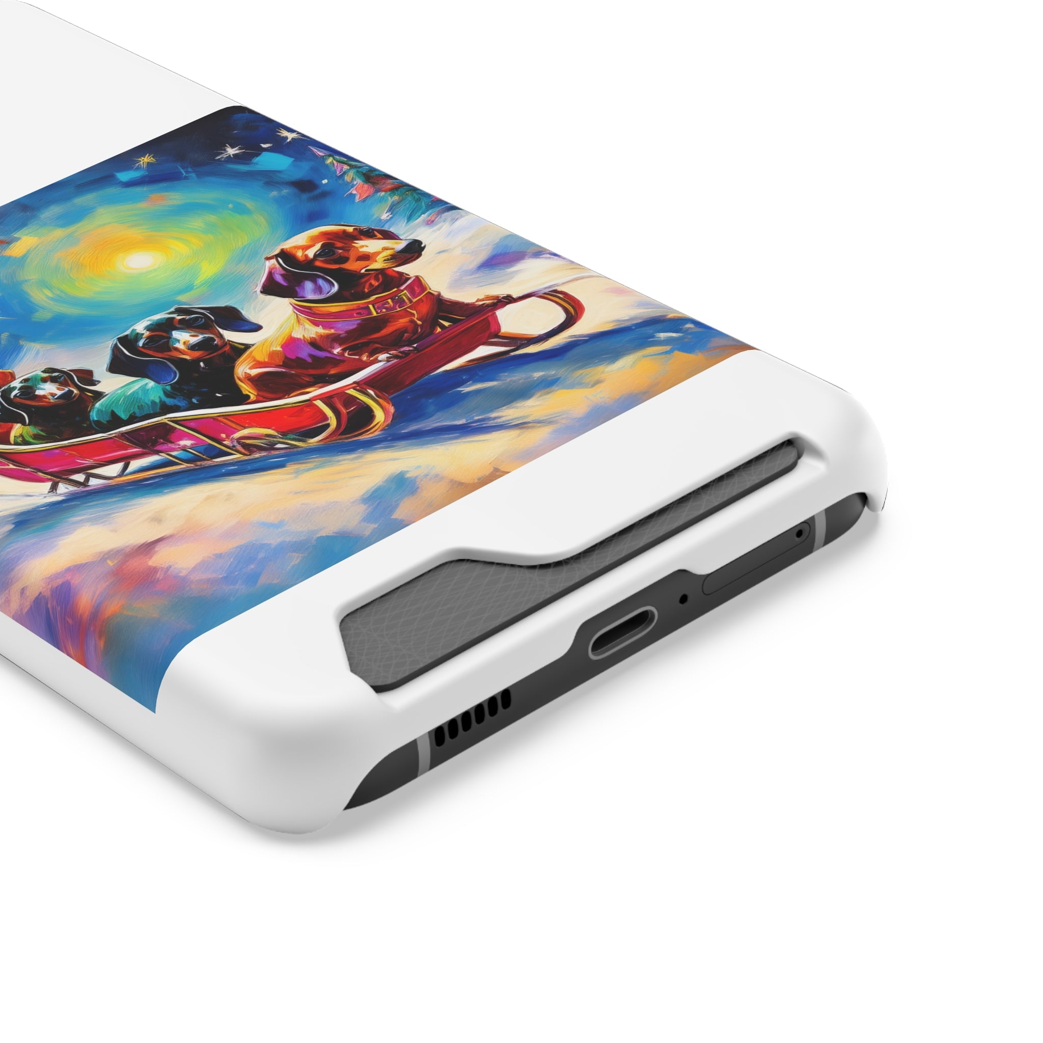 Dachshund Night Sleighride Phone Case with Card Holder