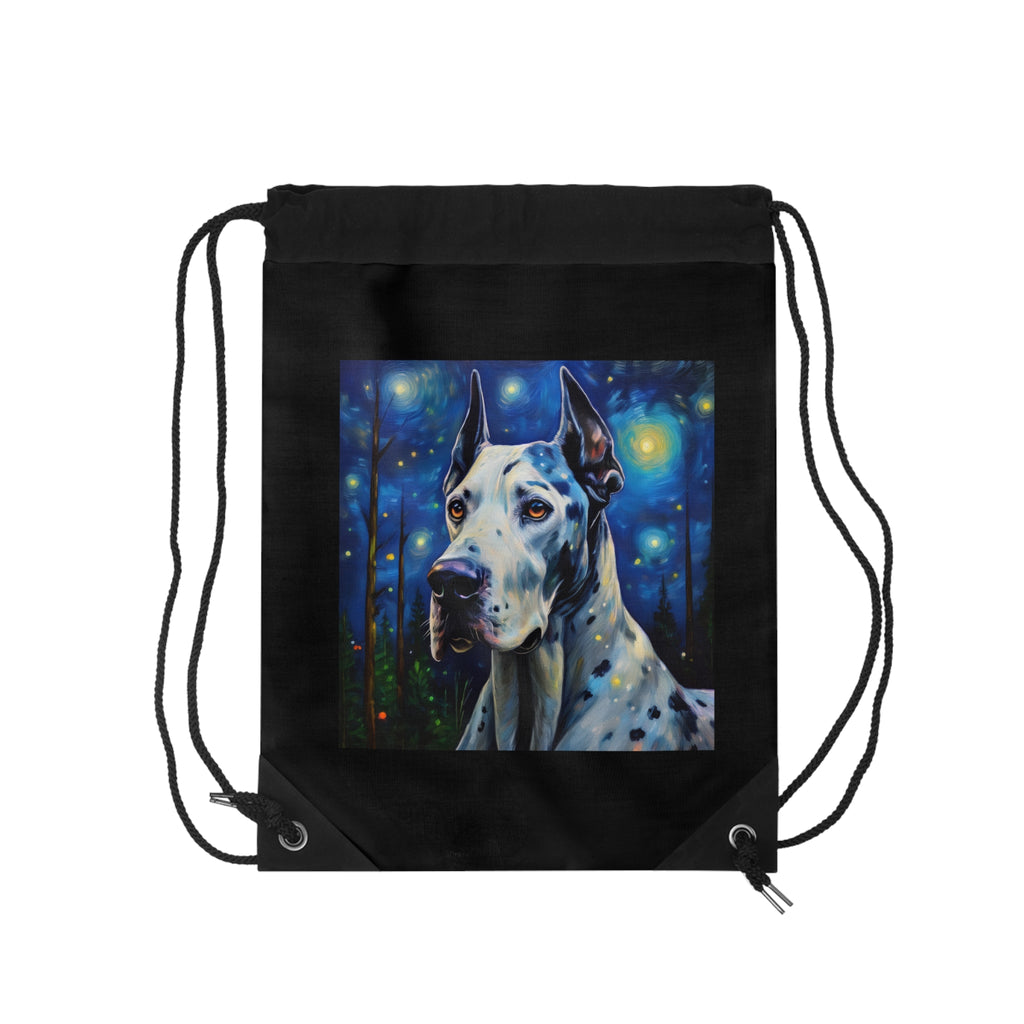 Great Dane Stary Night Drawstring Bag