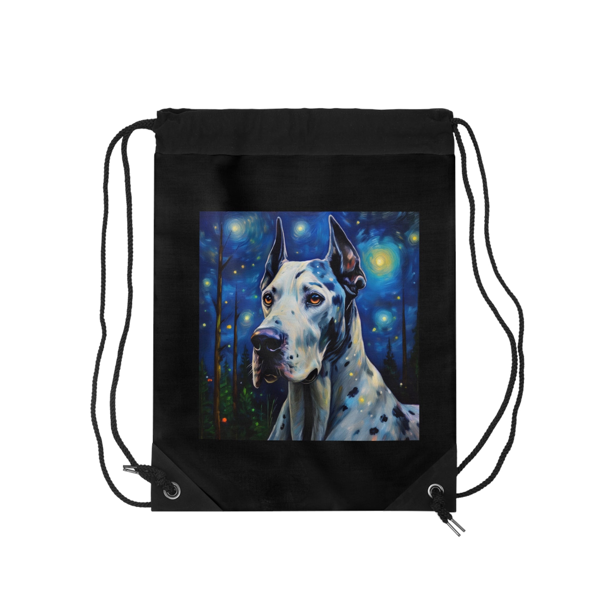 Great Dane Stary Night Drawstring Bag