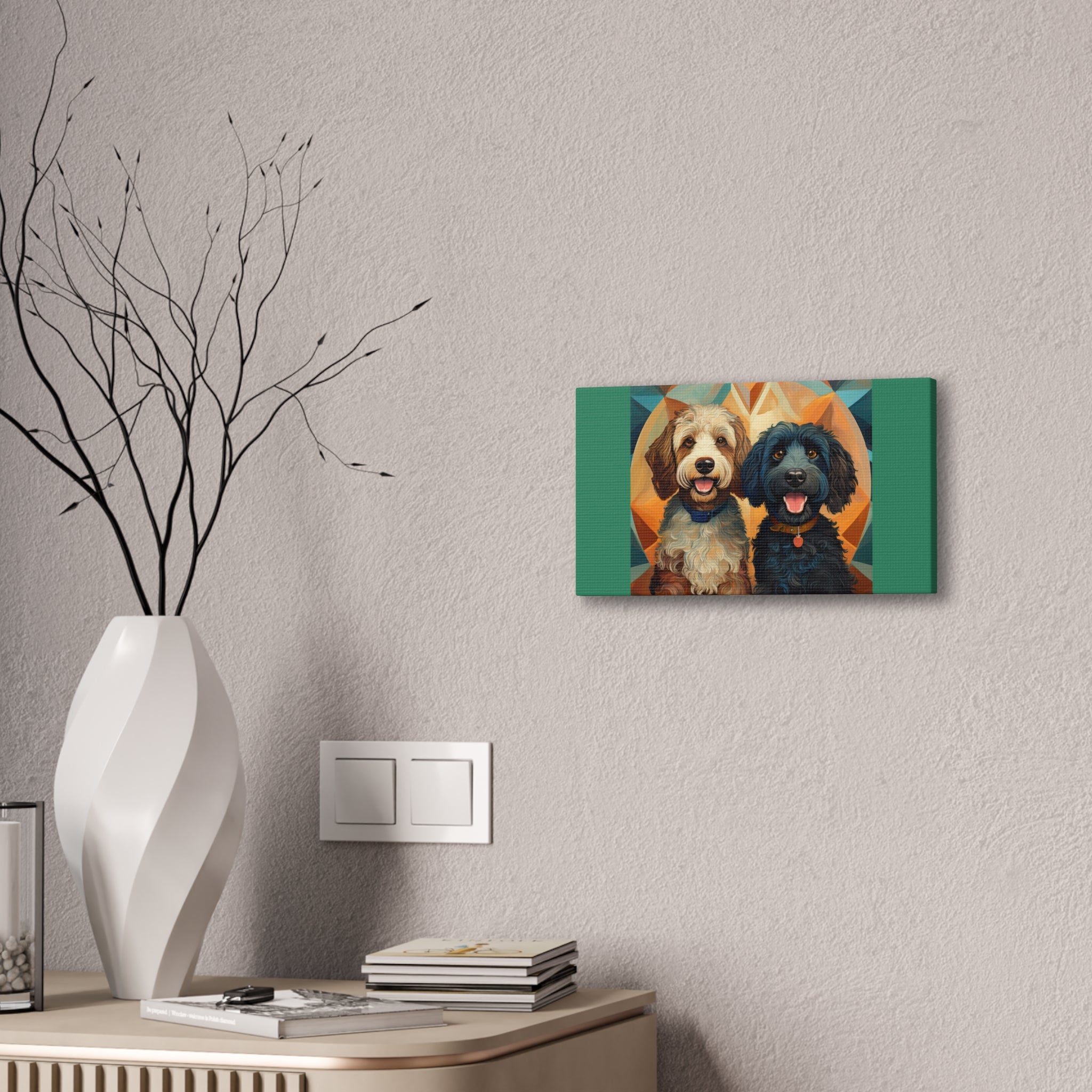 Doodles, Black & Tan Canvas Painting