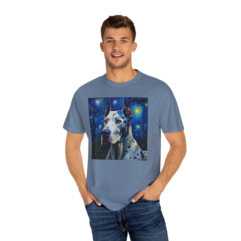 Great Dane Stary Night Unisex Garment-Dyed T-shirt