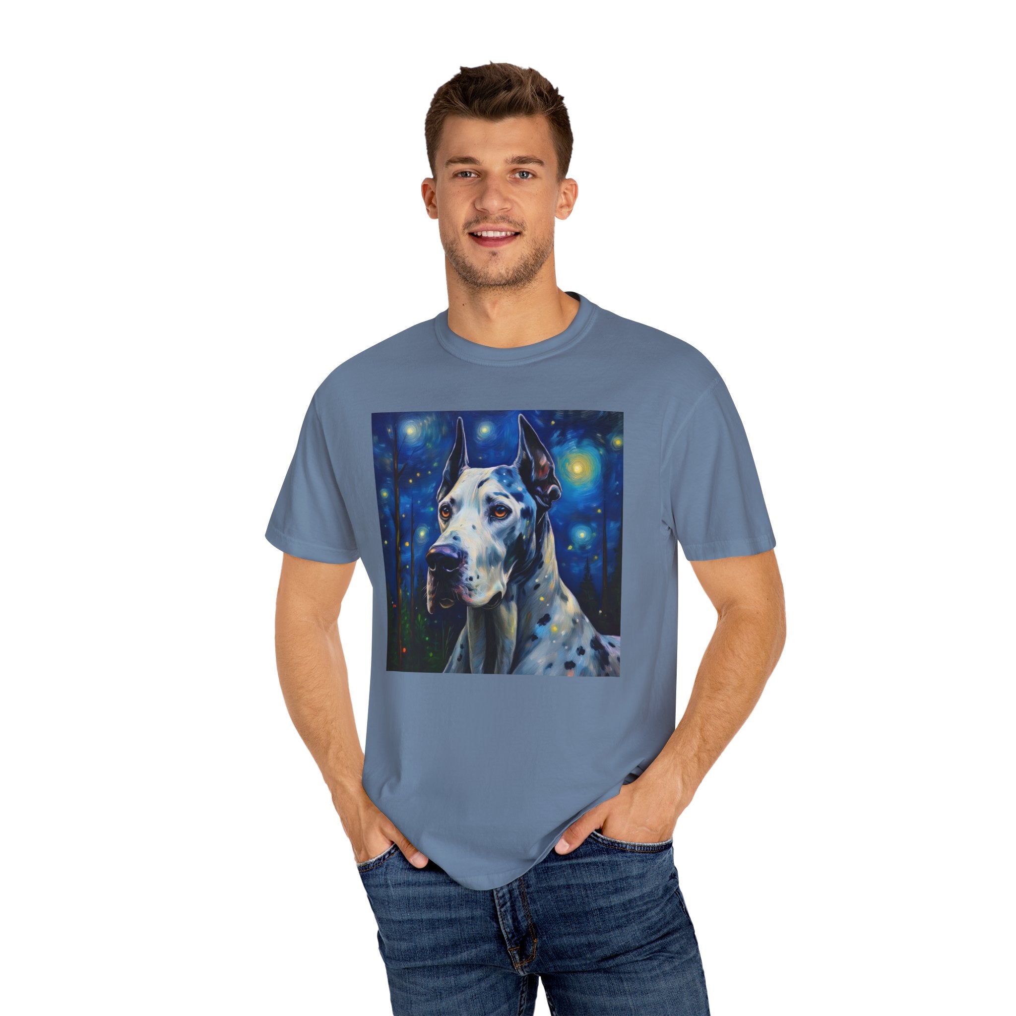 Great Dane Stary Night Unisex Garment-Dyed T-shirt