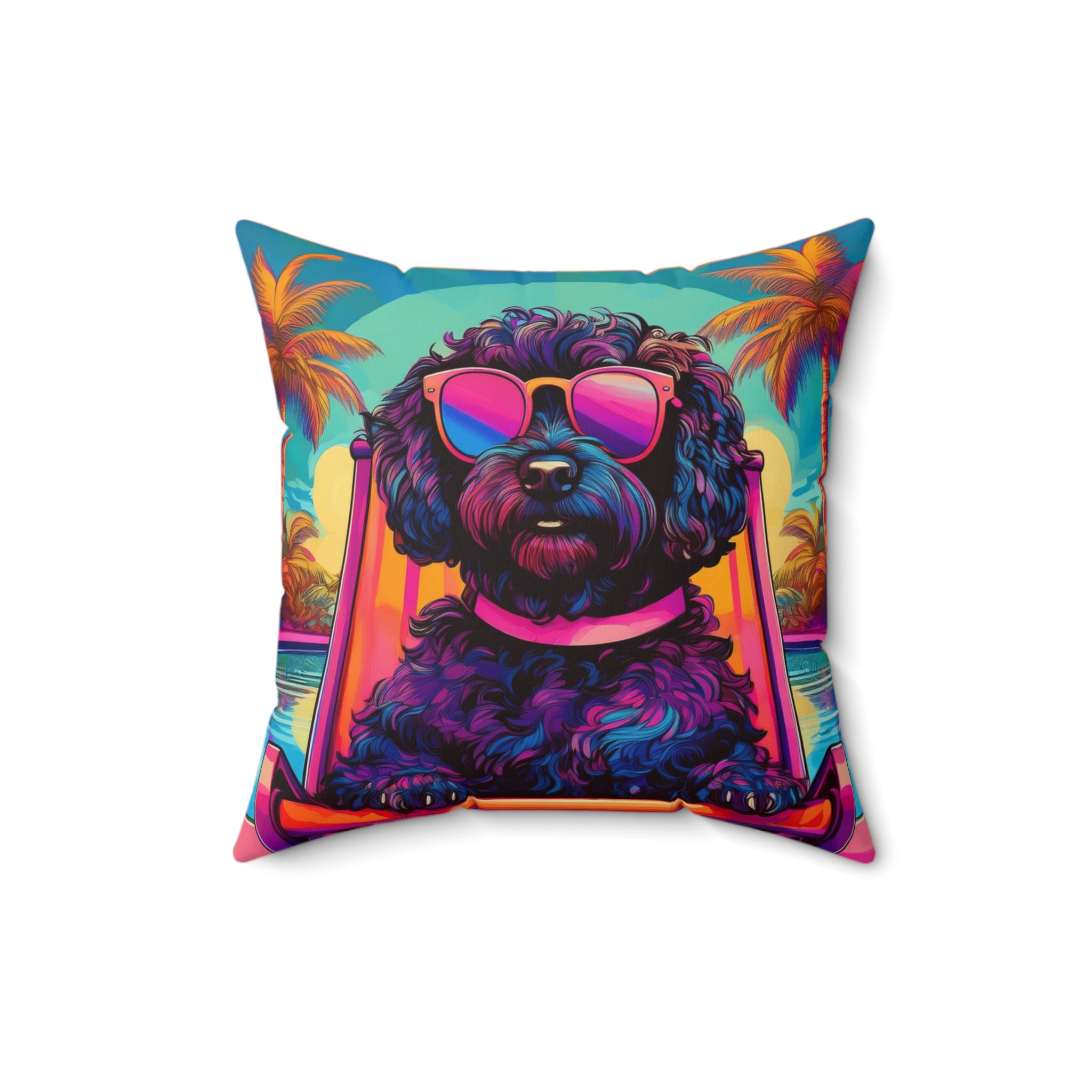 Doodle Poolside Polyester Square Pillow