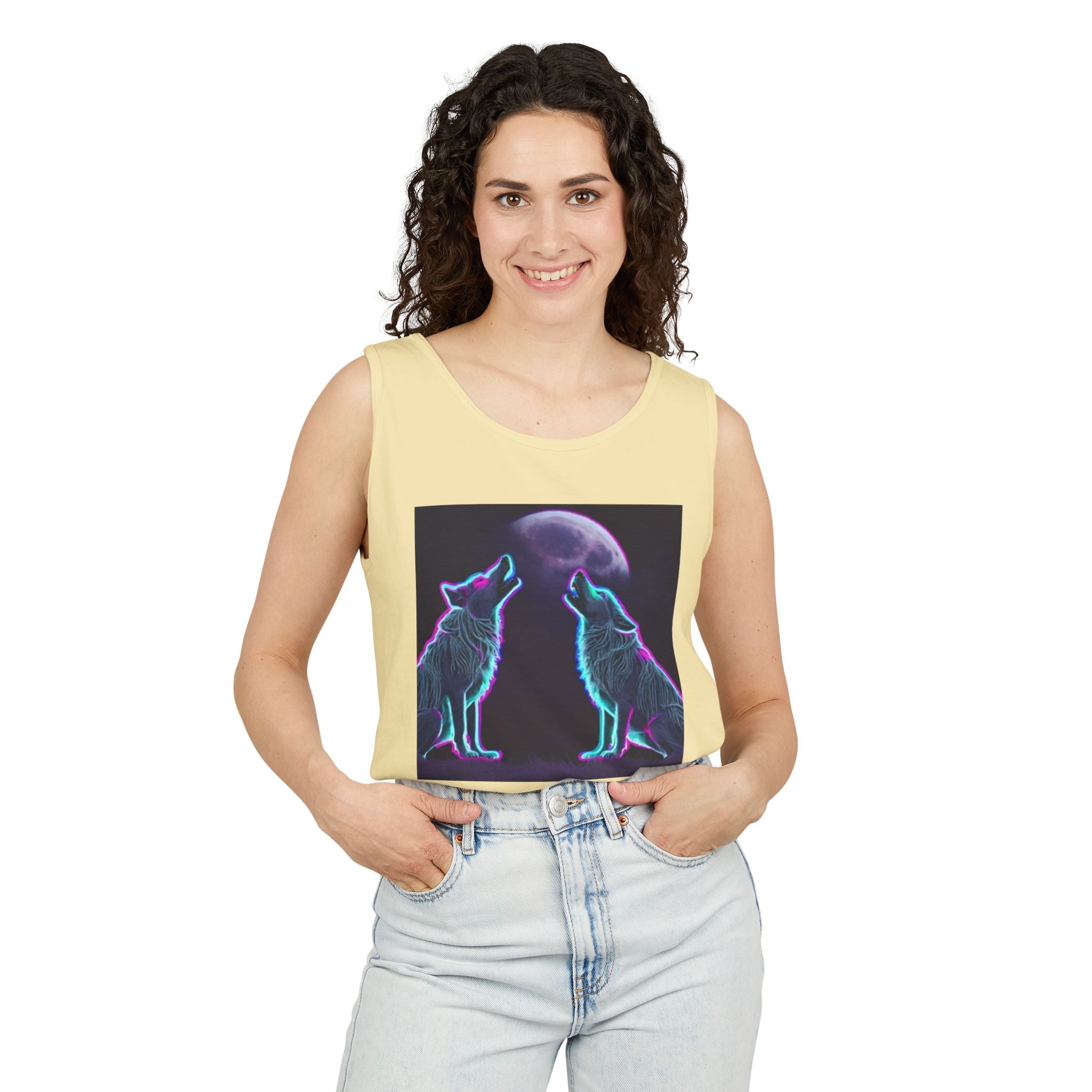 Neon Wolves Howling Unisex Tank Top
