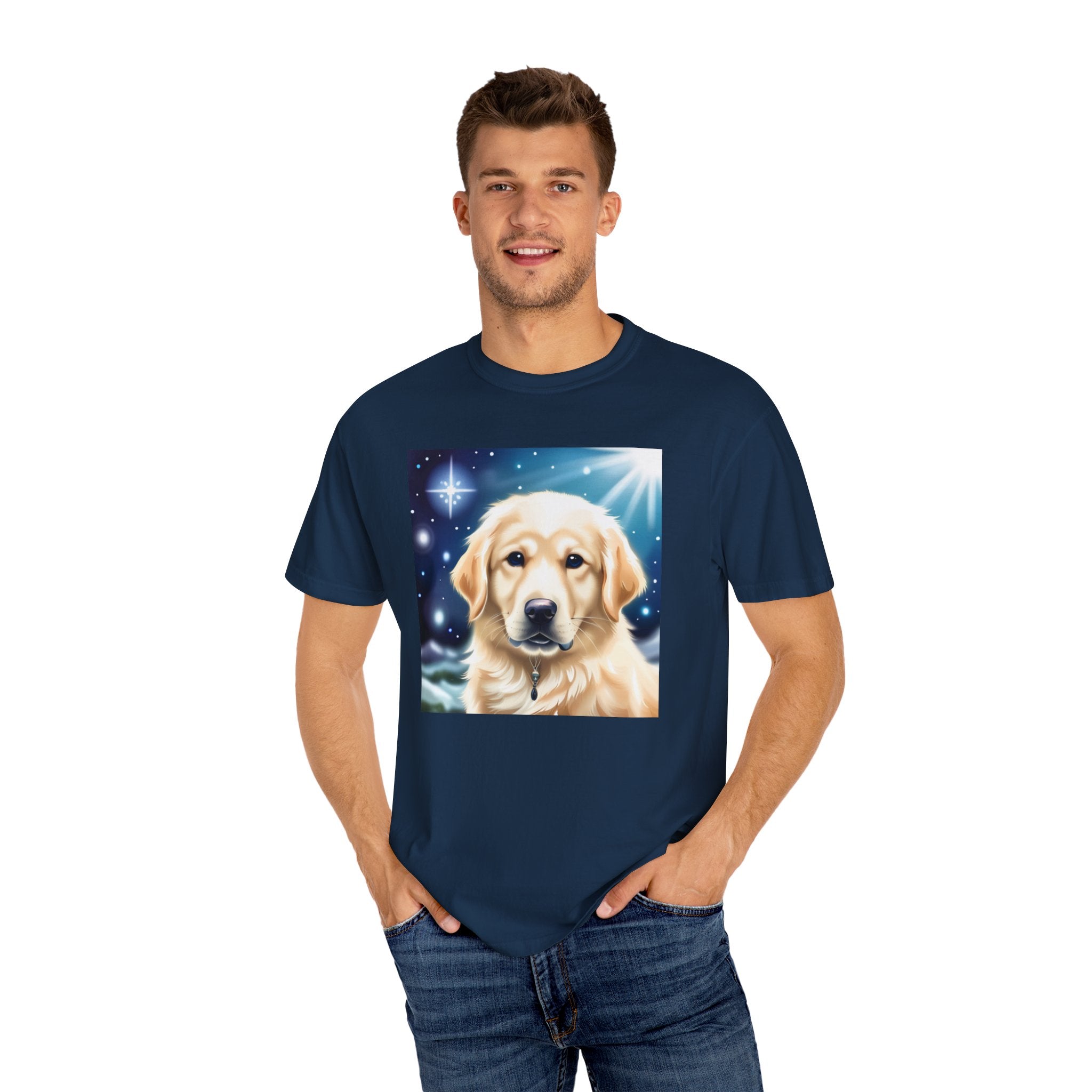 Golden Retriever Stary Night Unisex Garment-Dyed T-shirt