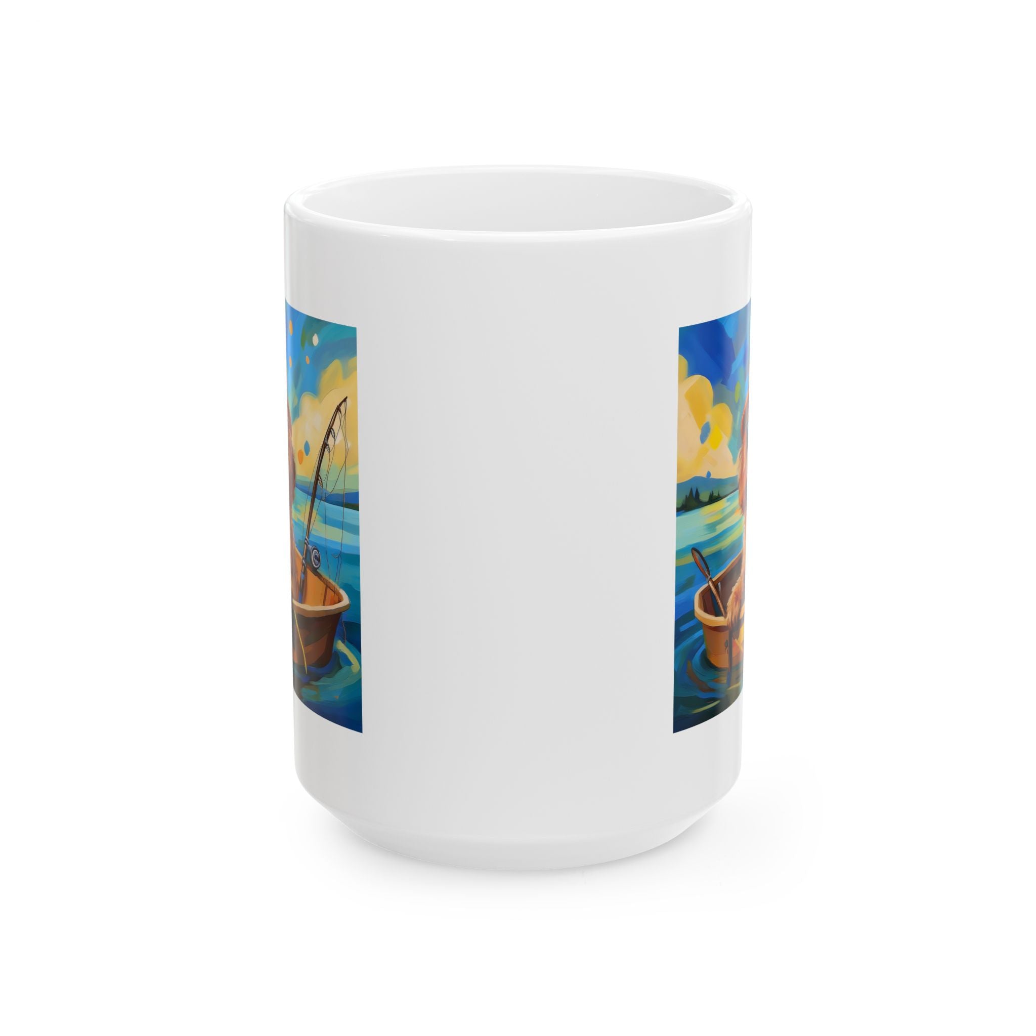 Doodle Fishing Ceramic Mug, (11oz, 15oz)