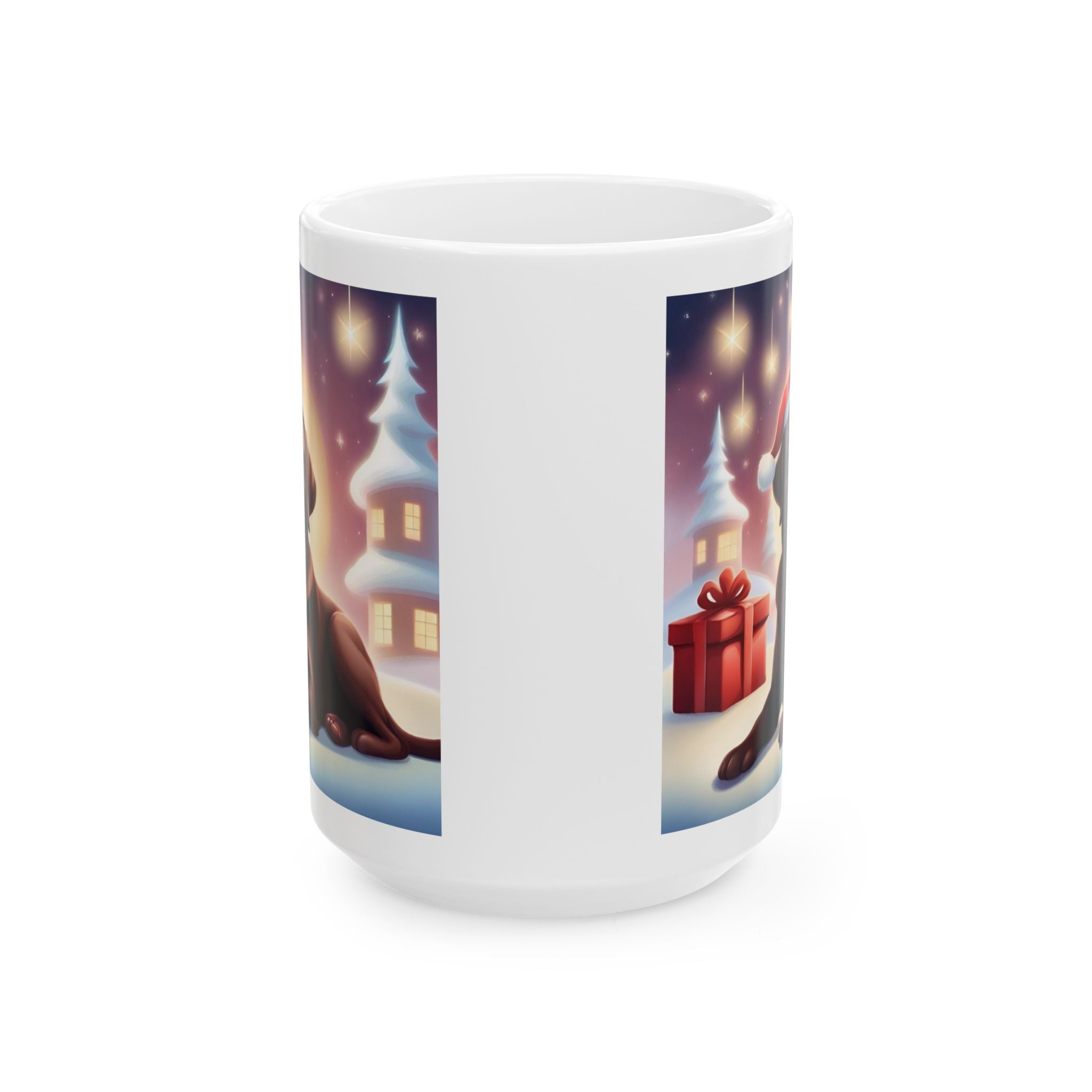 Chocolate Lab Holiday Ceramic Mug, (11oz, 15oz)