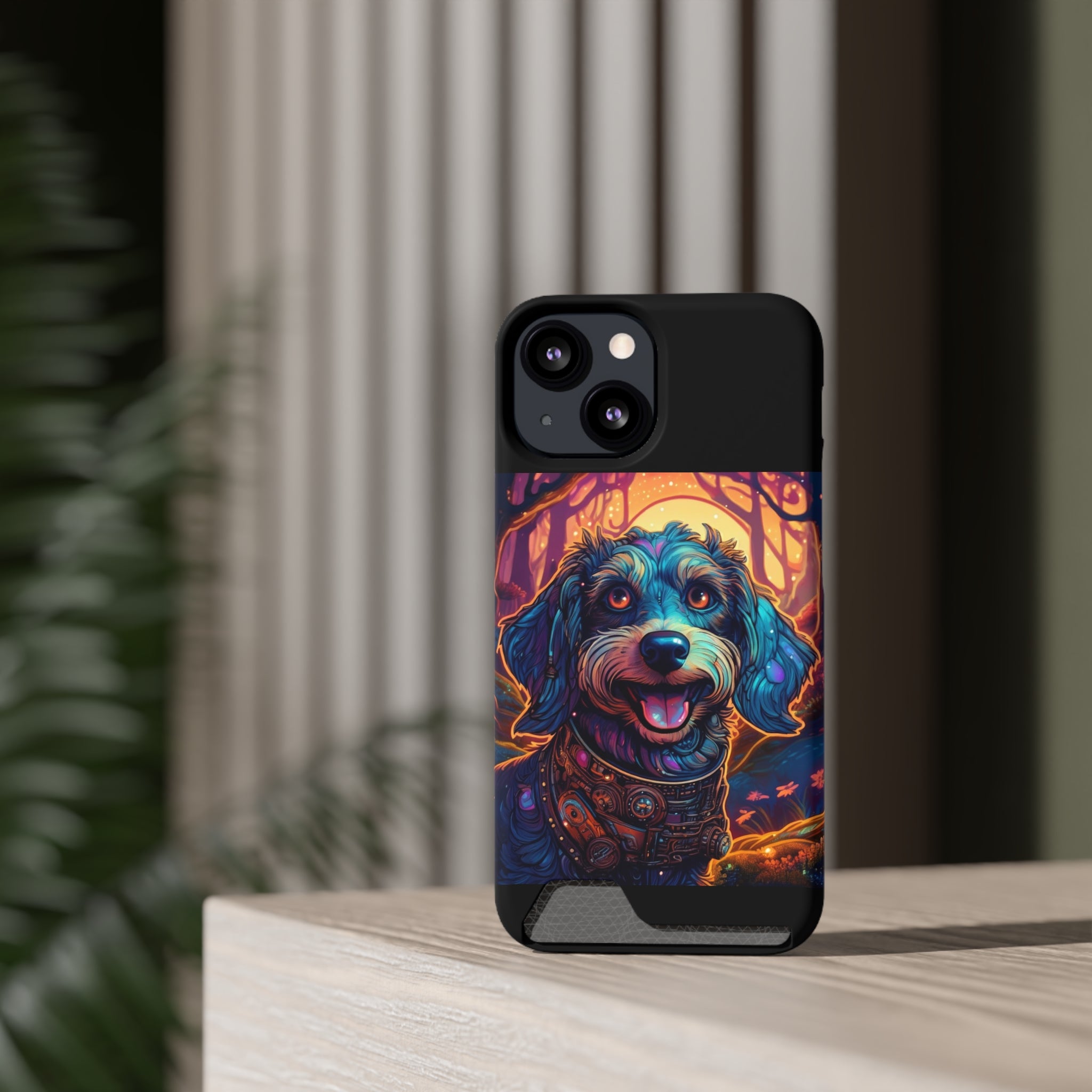Dachshund Steampunk Phone Case with Card Holder