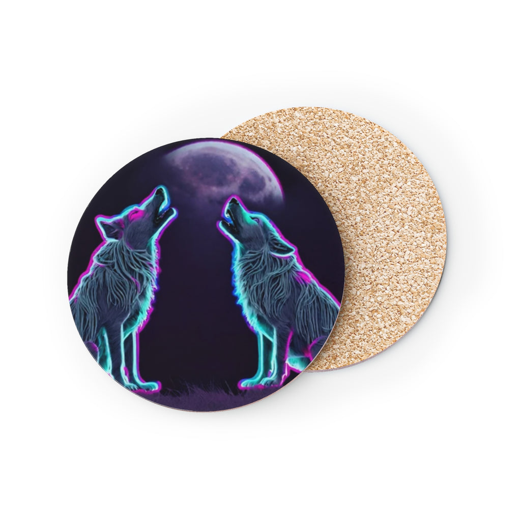 Neon Wolves Howling Coasters