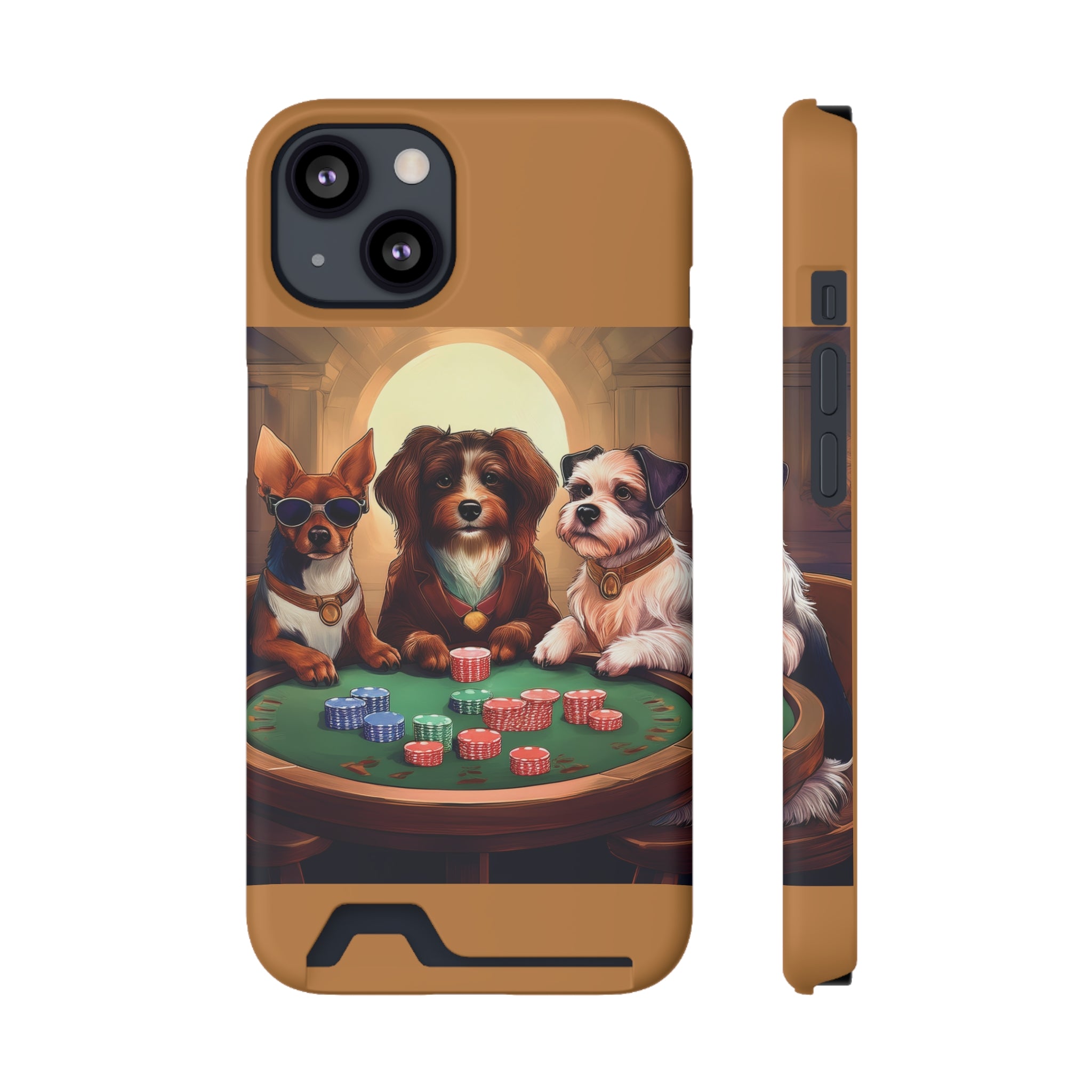 Puppy Poker Phone Case with Card Holder