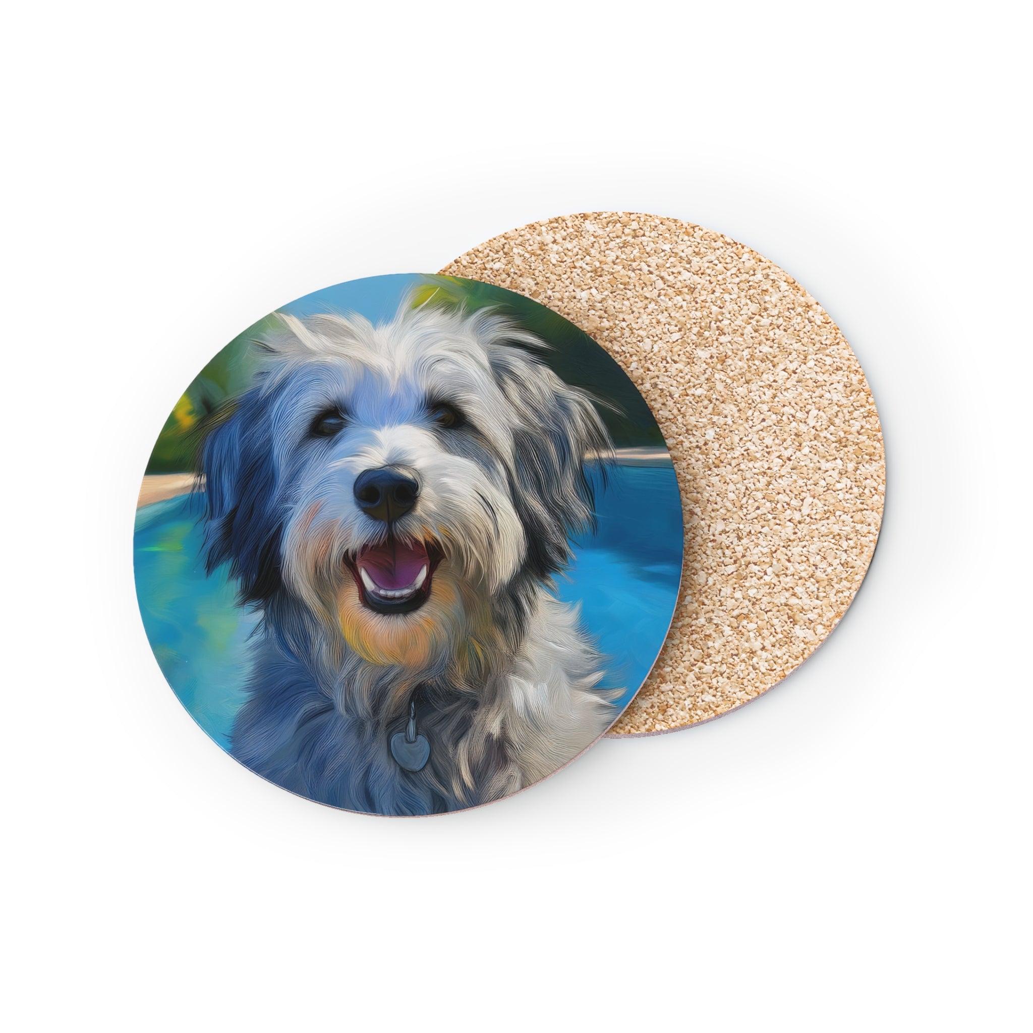 Grey Shaggy Dog Poolside Coasters