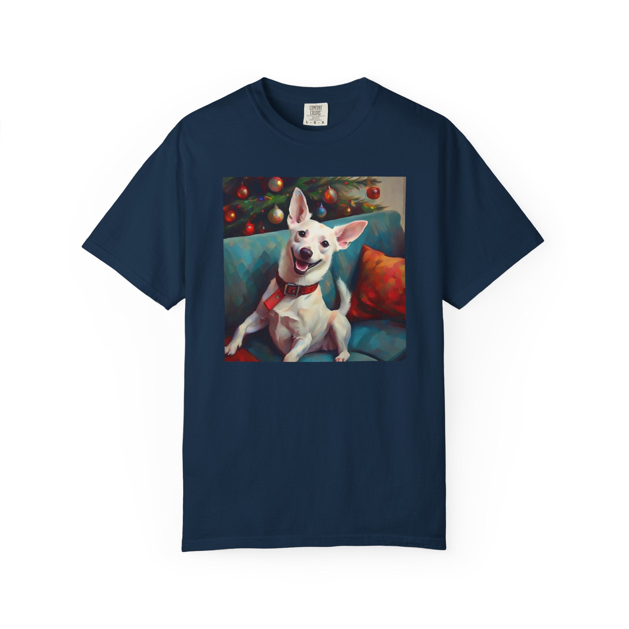 White Corgi Holiday II Unisex Garment-Dyed T-shirt