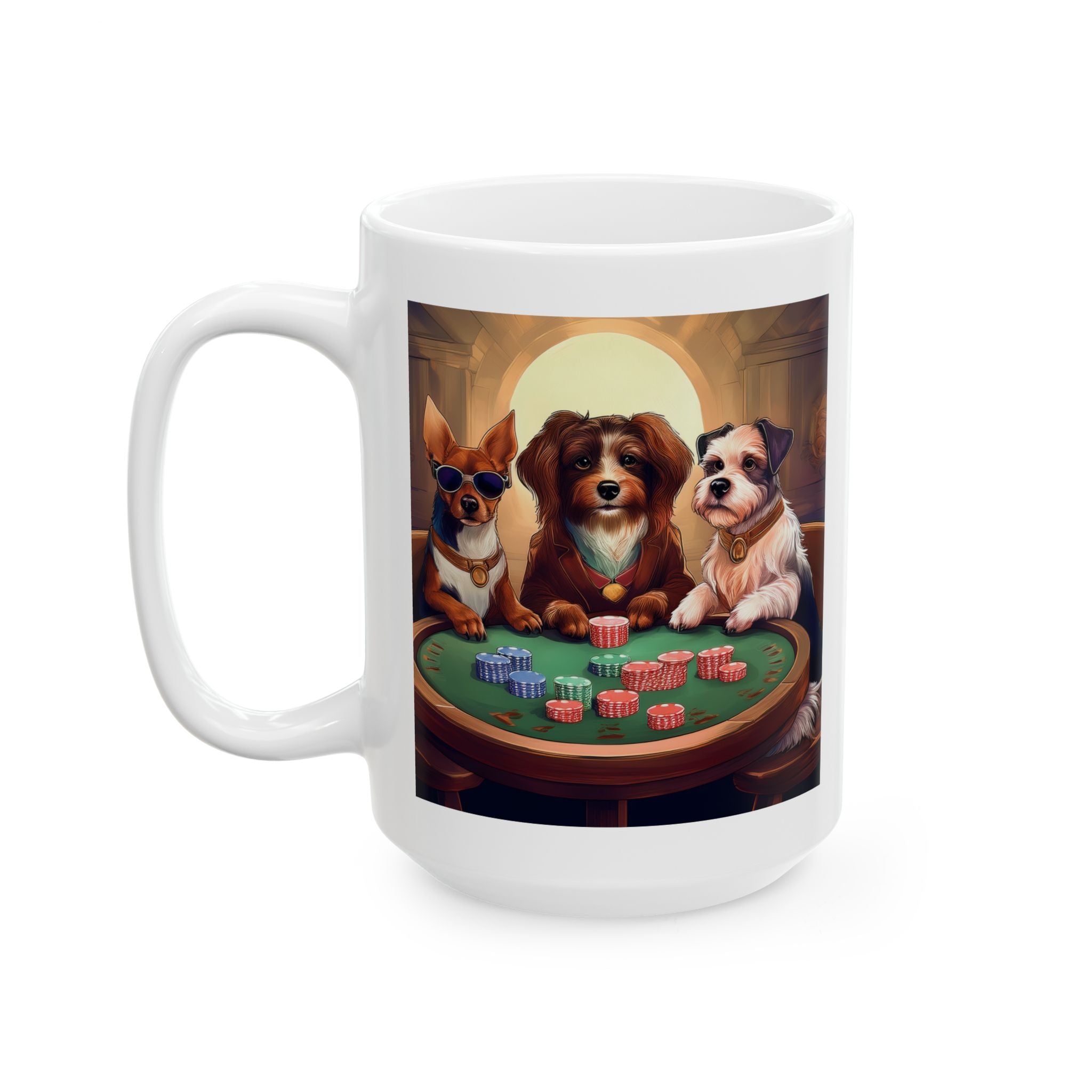 Puppy Poker Ceramic Mug, (11oz, 15oz)