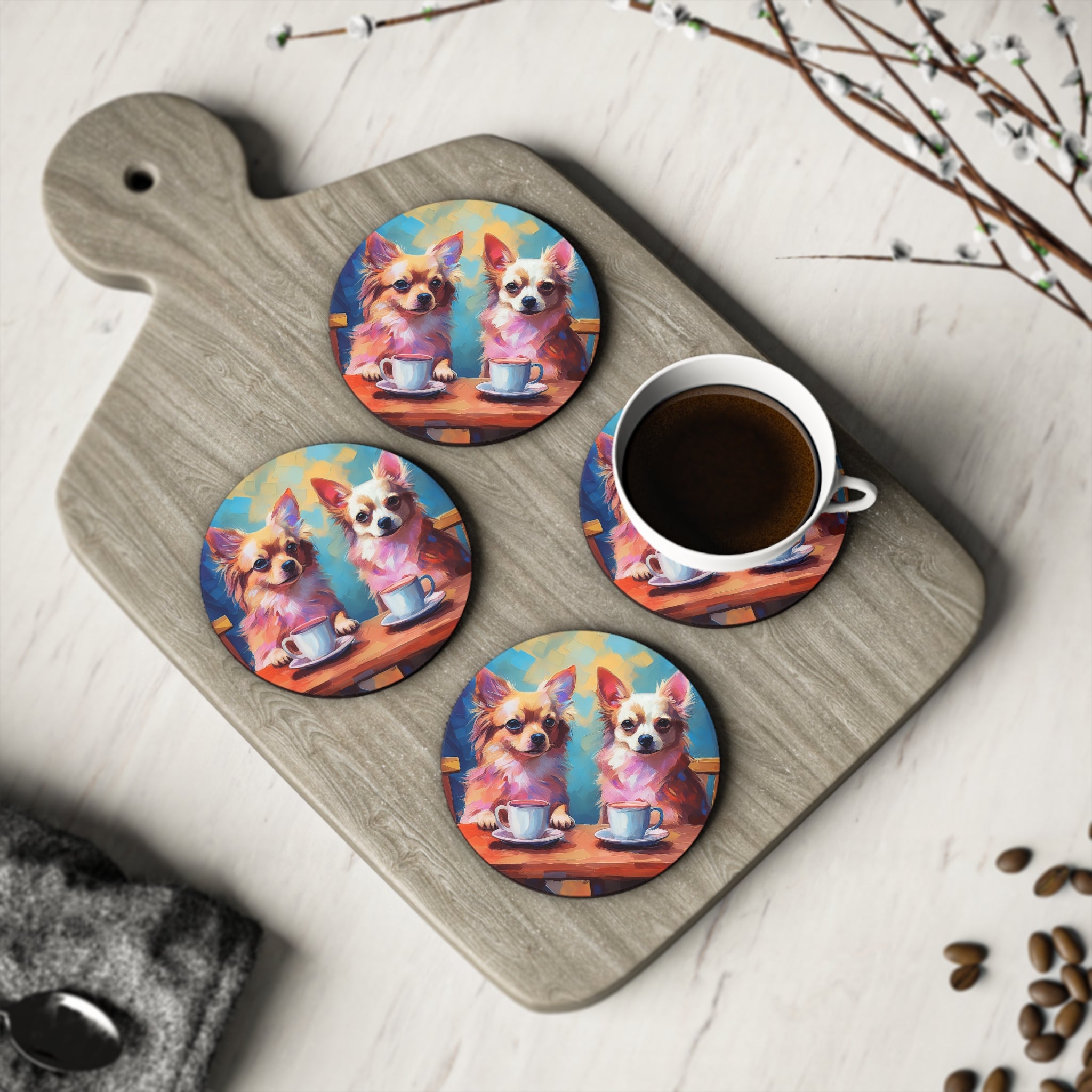 Cafe con Chihuahua Coasters