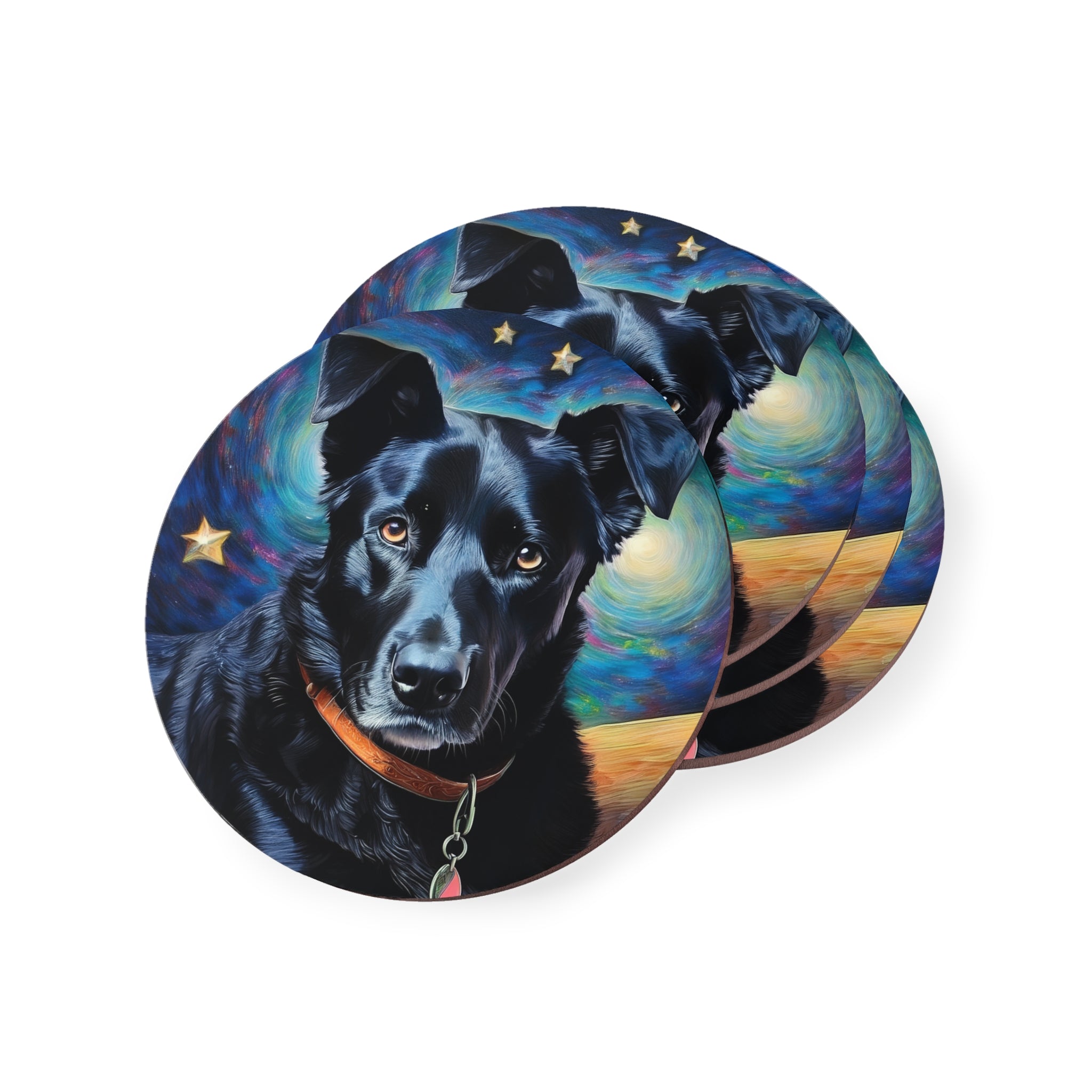 Black Shepherd Lab Stary Night Coasters