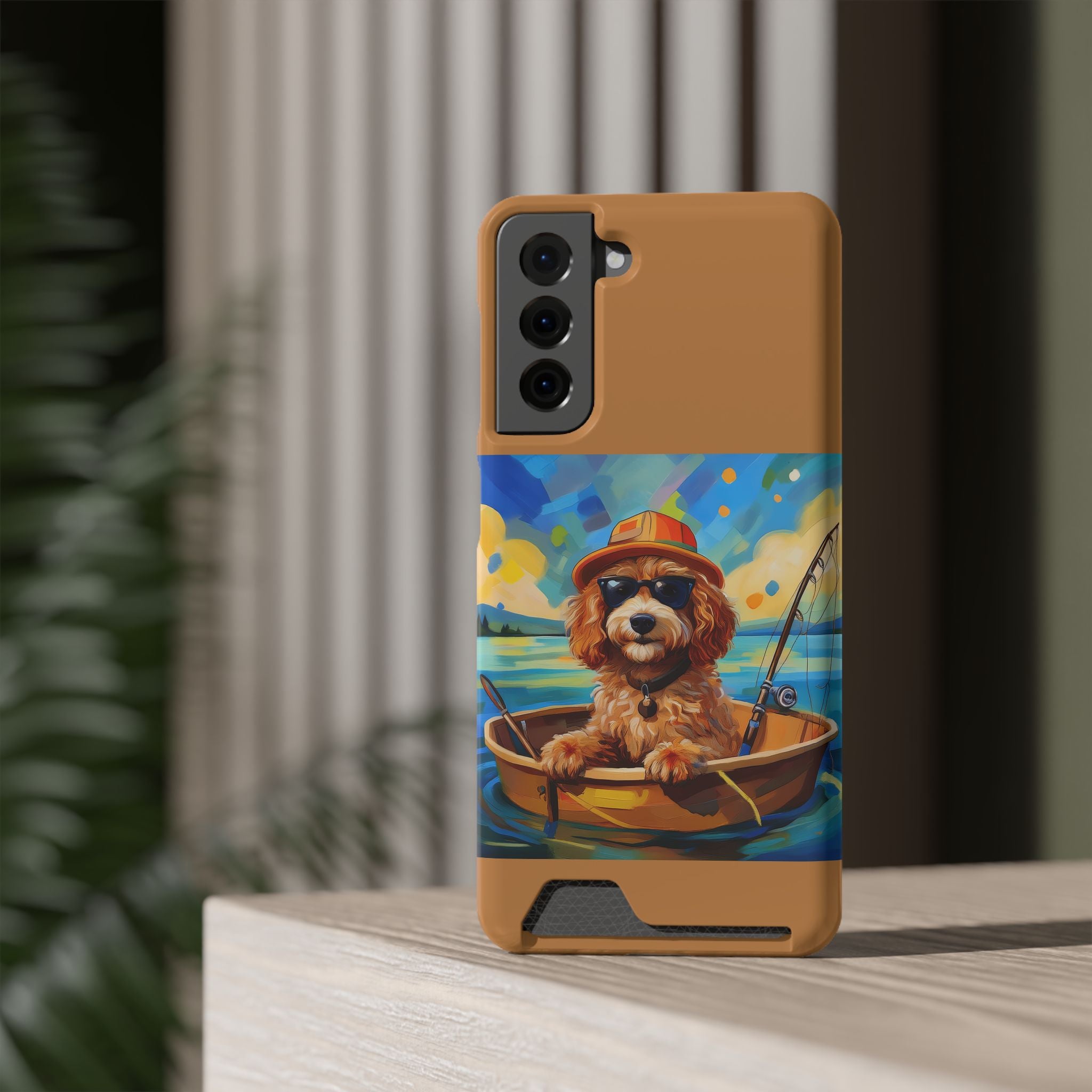 Doodle Fishing Phone Case with Card Holder