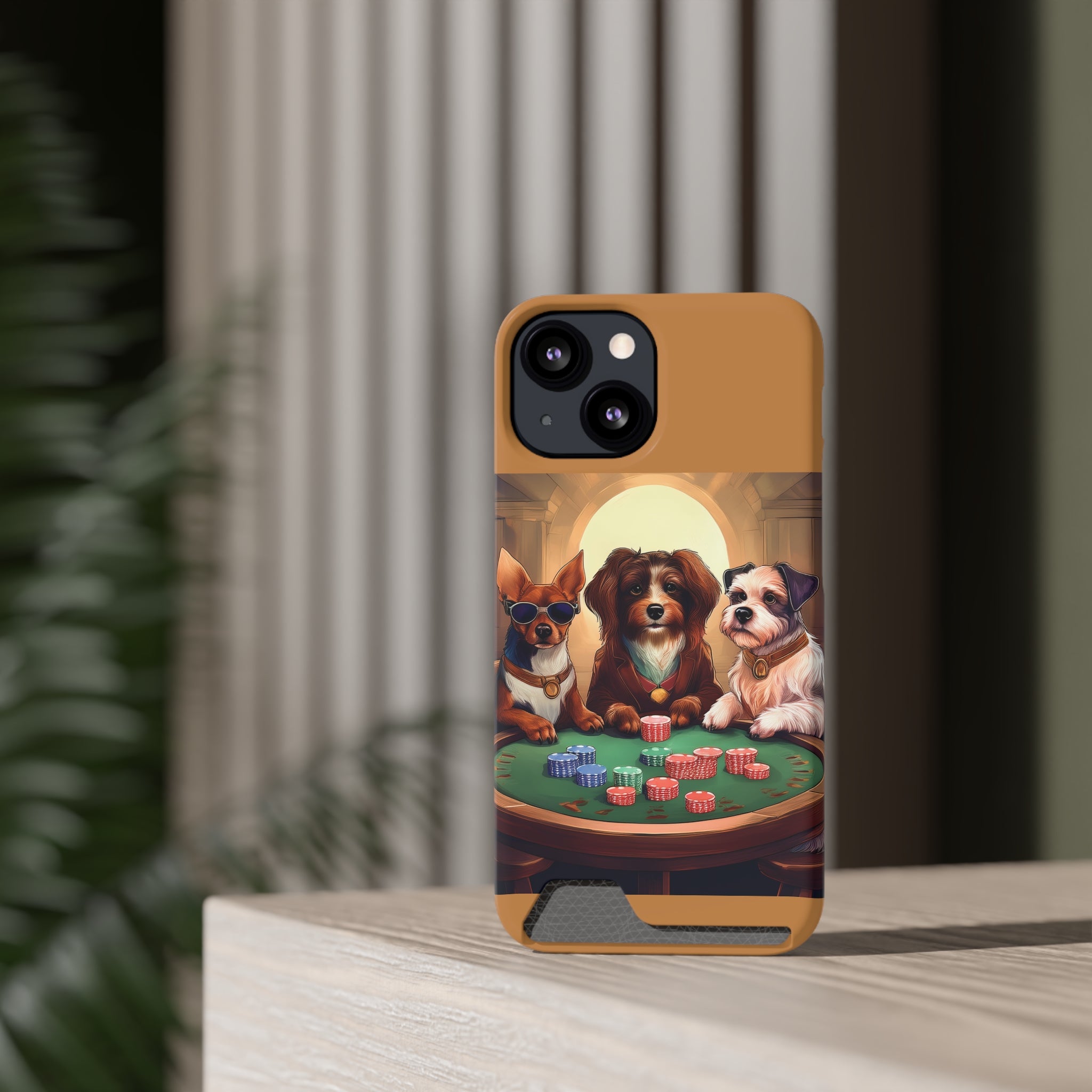 Puppy Poker Phone Case with Card Holder