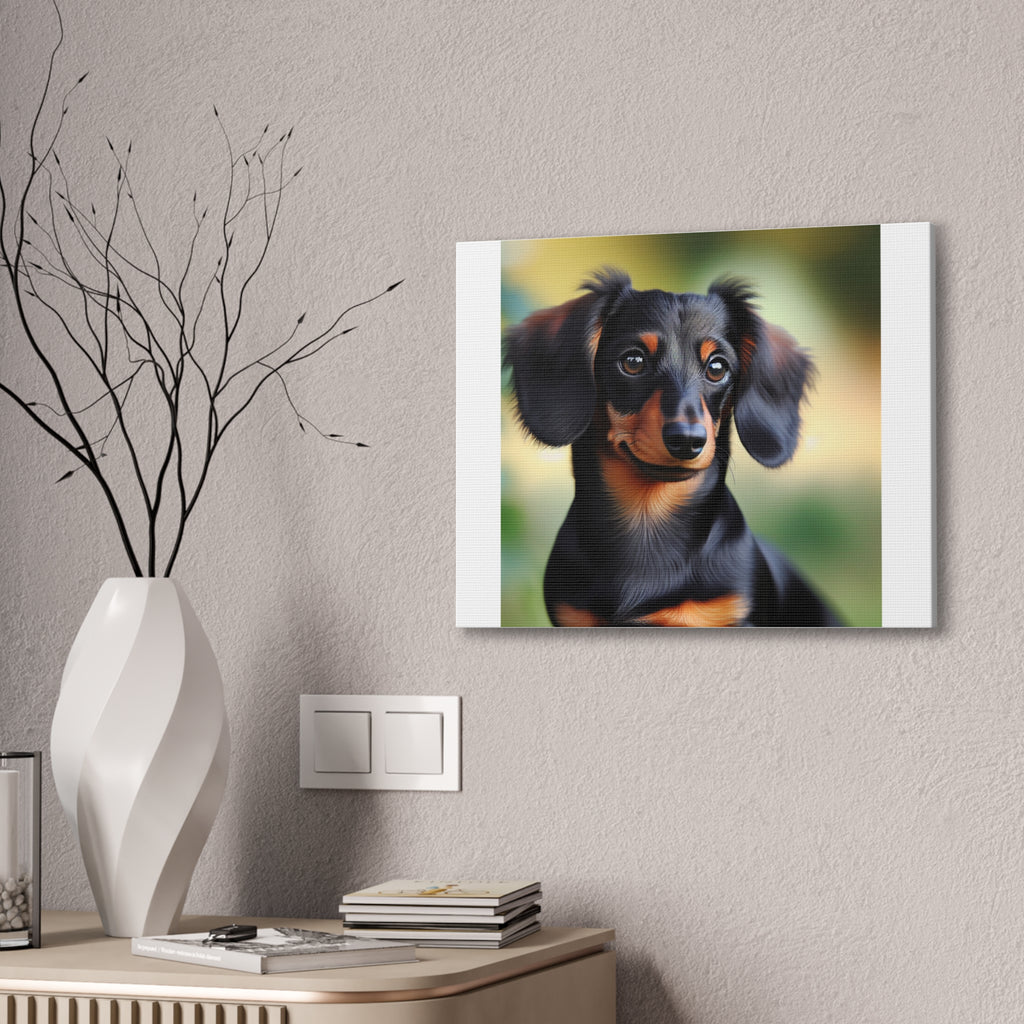 Black/Brown Dachshund Canvas Stretched, 0.75"