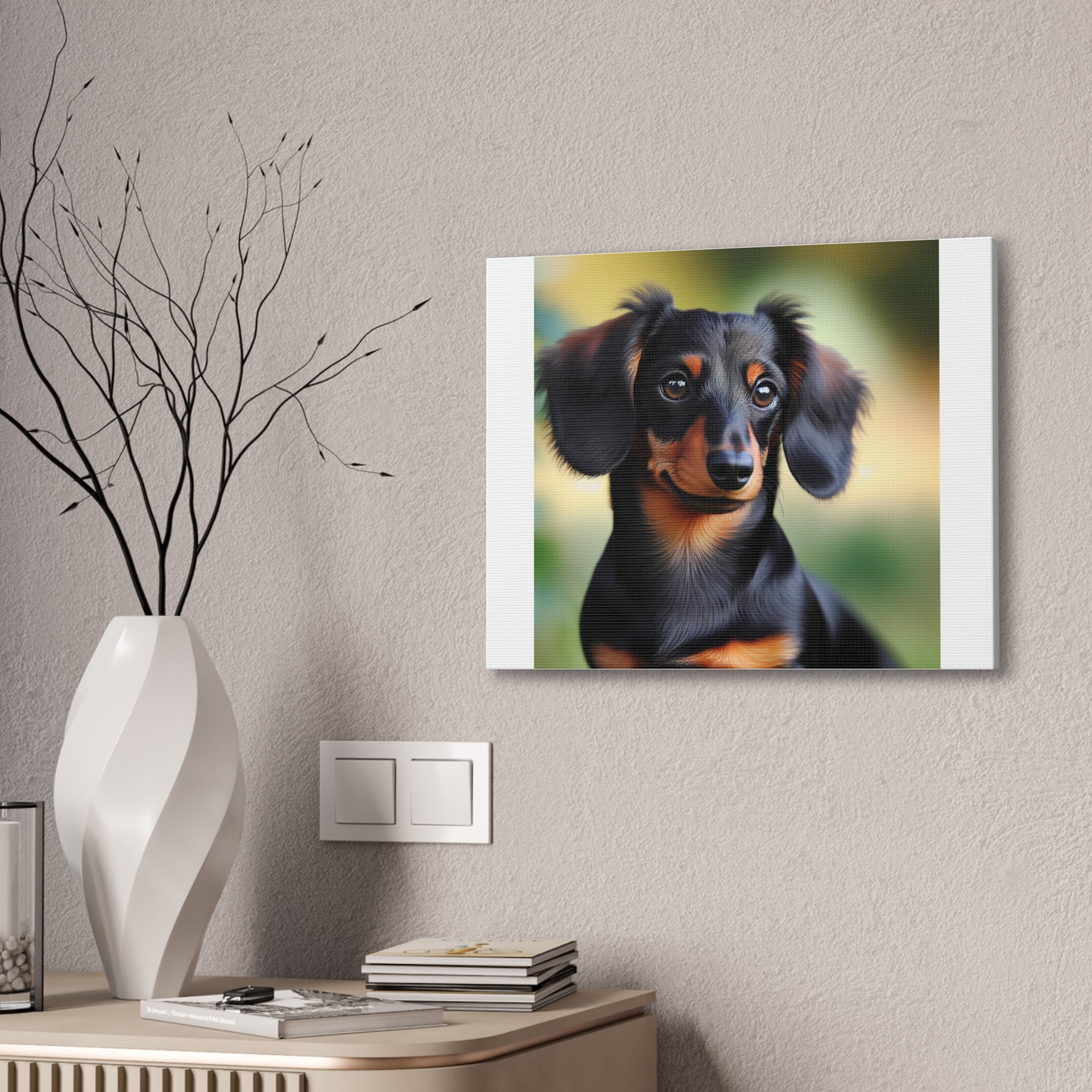 Black/Brown Dachshund Canvas Stretched, 0.75"