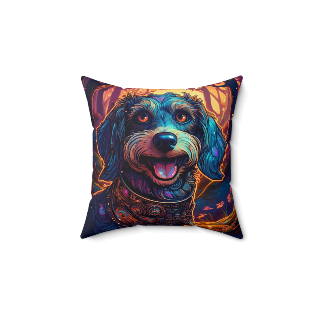 Steampunk Dachshund Polyester Square Pillow