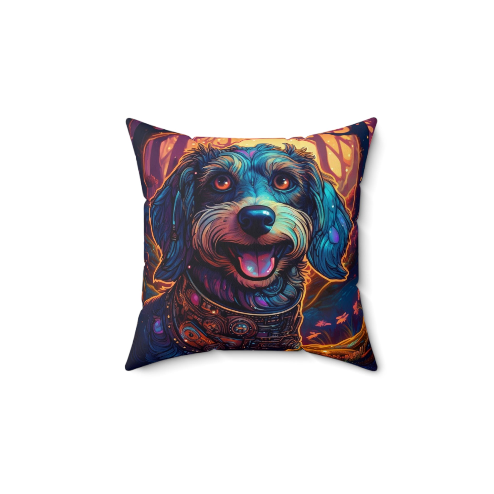 Steampunk Dachshund Polyester Square Pillow